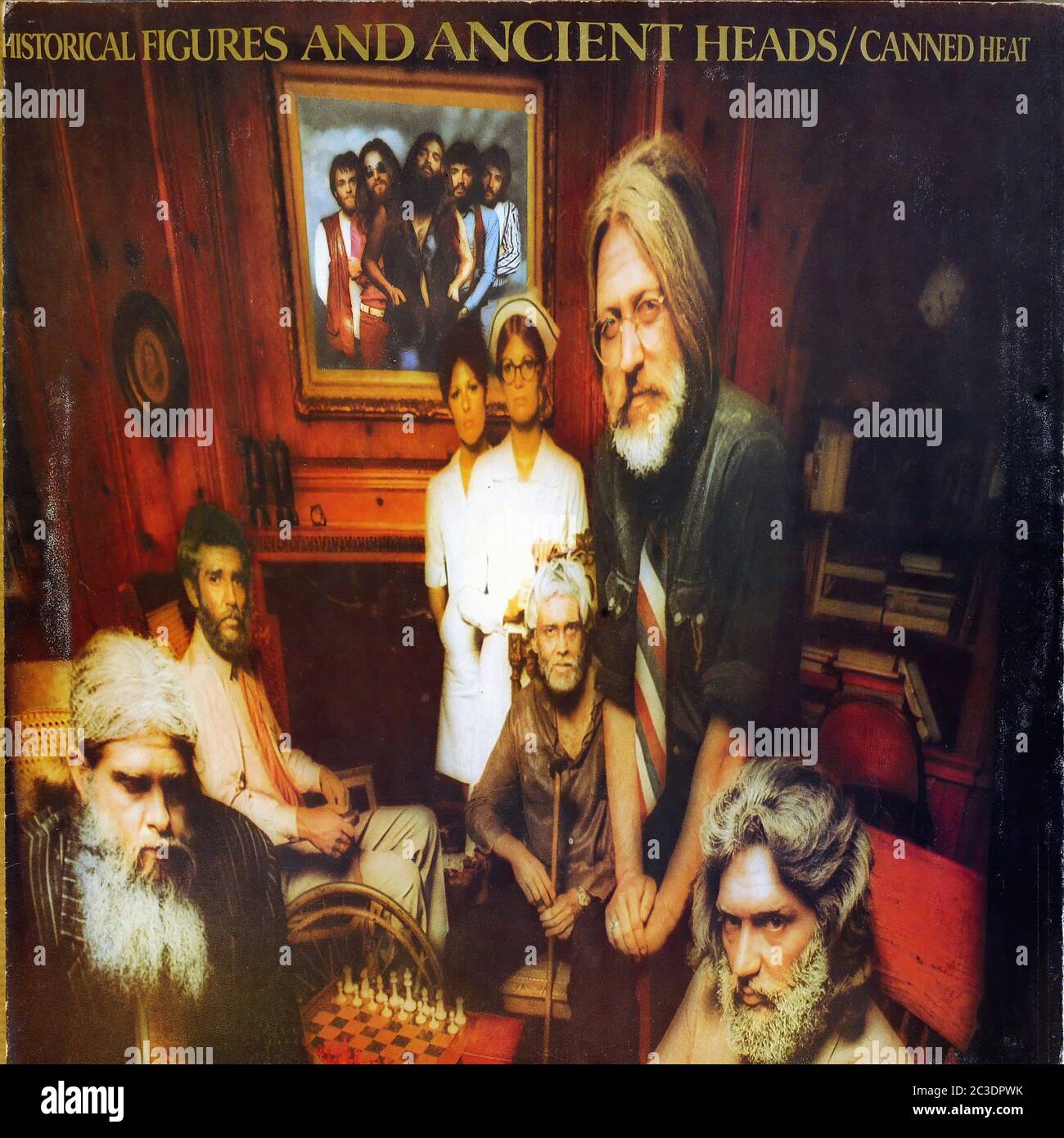 CANNED HEAT HISTORICAL FIGURES AND ANCIENT HEADS FOC  - Vintage 12'' LP vinyl Cover Stock Photo