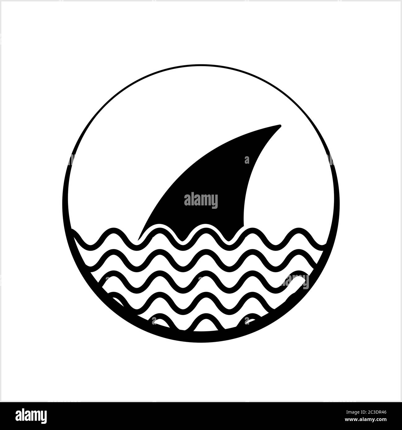 Shark Fin Icon Design Vector Art Illustration Stock Vector