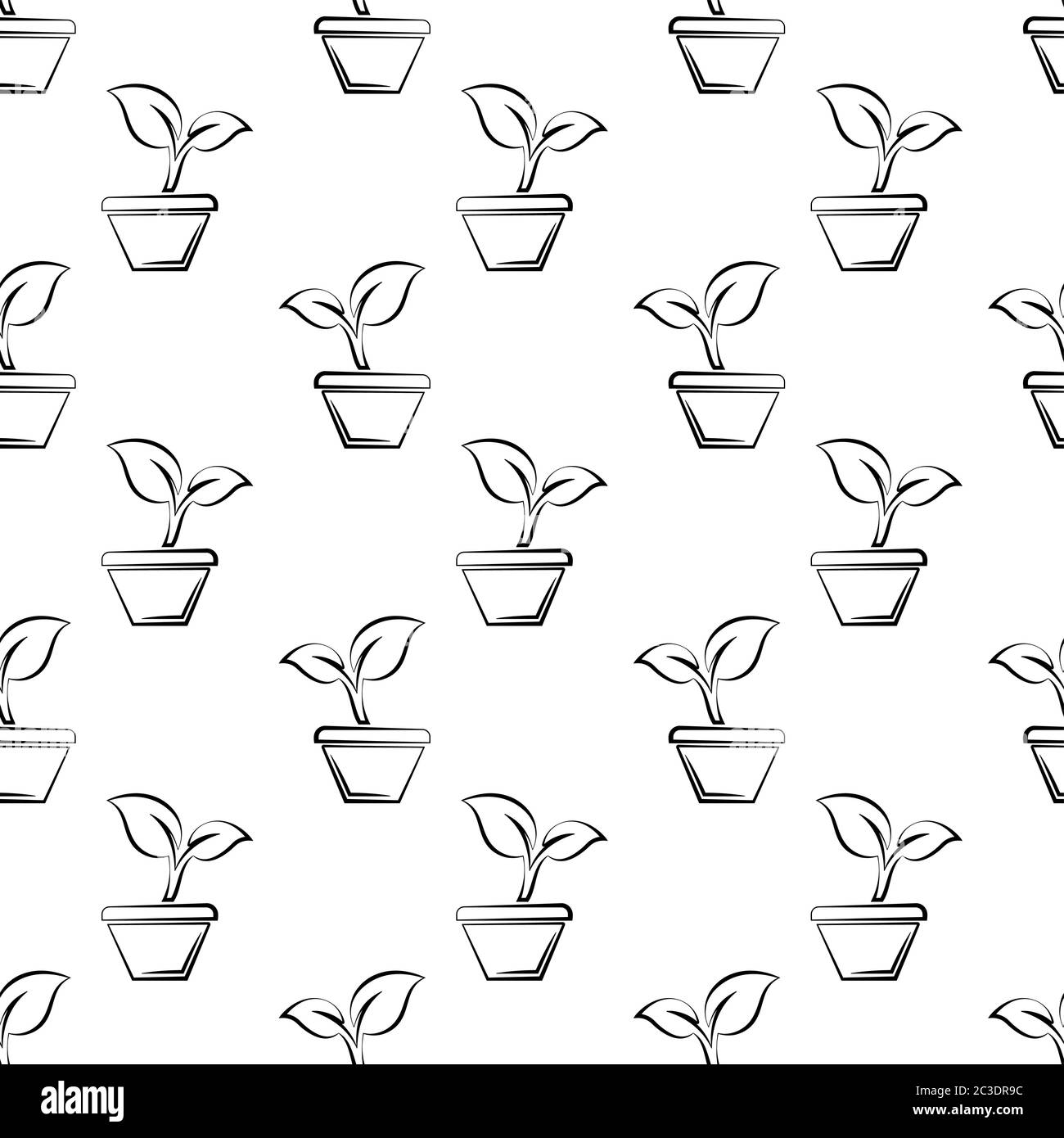 Plant Pot Icon Seamless Pattern Vector Art Illustration Stock Vector ...