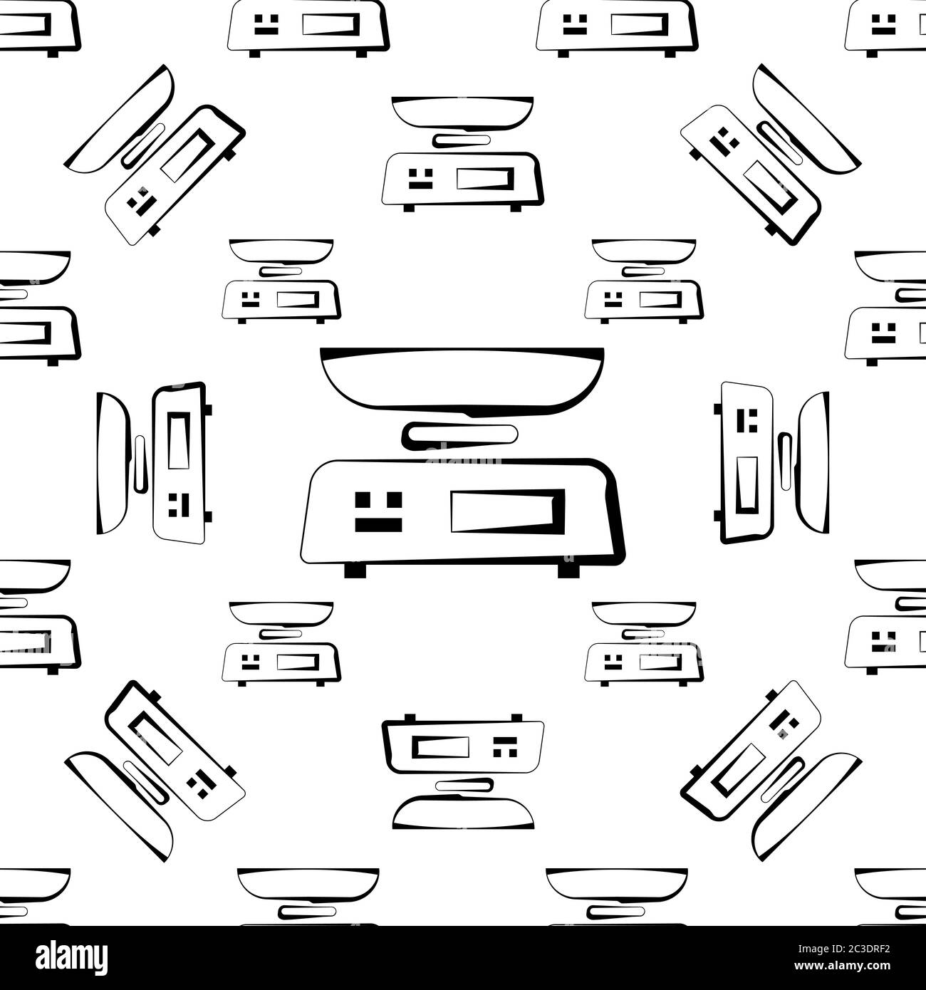 Kitchen Weight Scale Icon Seamless Pattern Vector Art Illustration ...