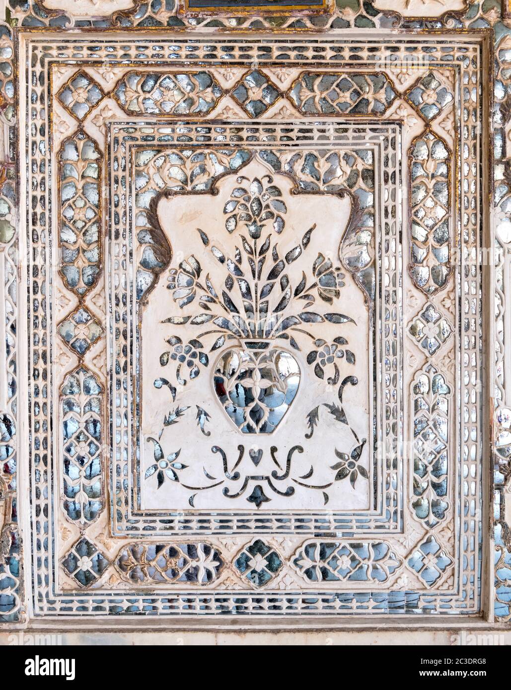 Wall decoration in the Amber Fort, Jaipur, Rajasthan, India Stock Photo