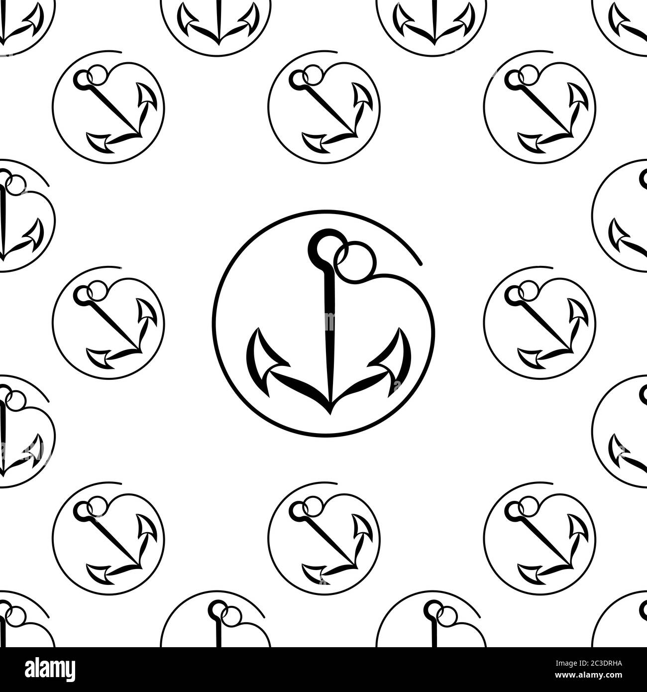 Anchor Icon Seamless Pattern, Flat Vector Art Illustration Stock Vector ...