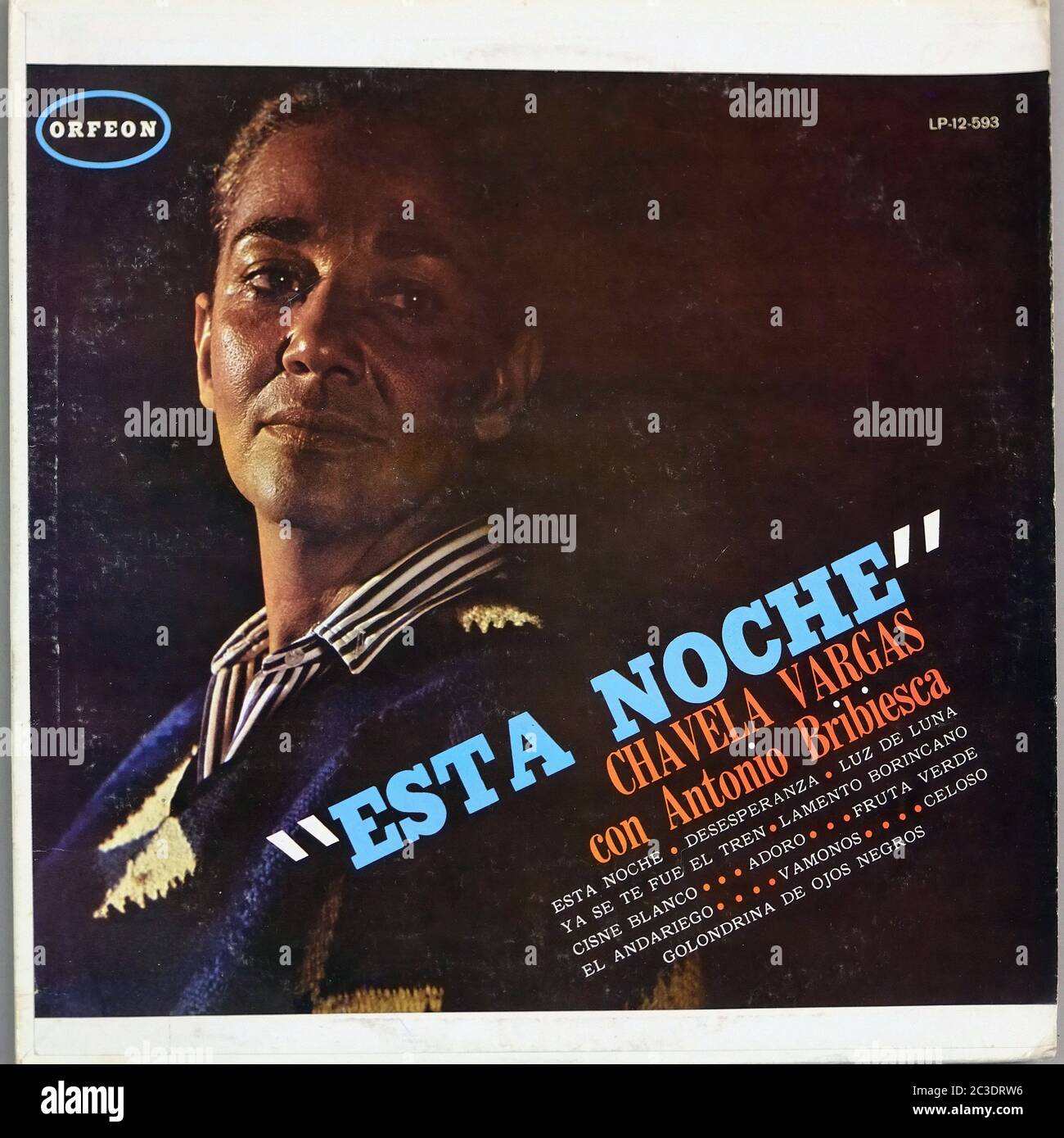 CHAVELA VARGAS CON ANTONIO BRIBIESCA ESTA NOCHE MEXICO ORFEON  - Vintage 12'' LP vinyl Cover Stock Photo