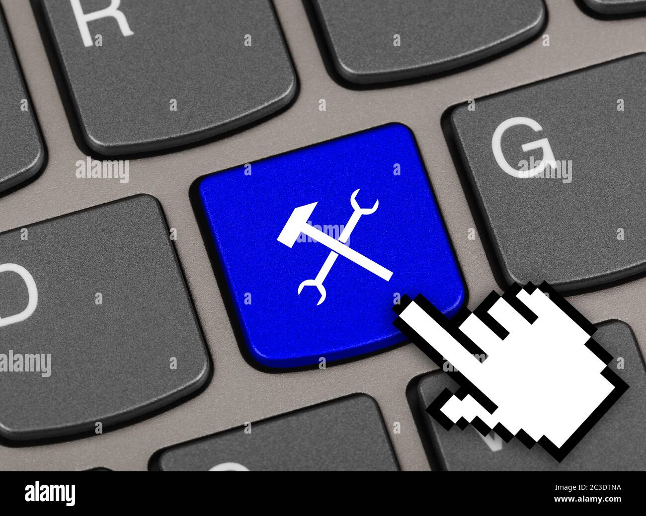 Computer keyboard with tools key Stock Photo Alamy