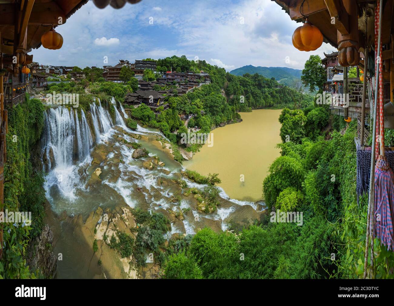 Furong ancient village and waterfall - Hunan China Stock Photo