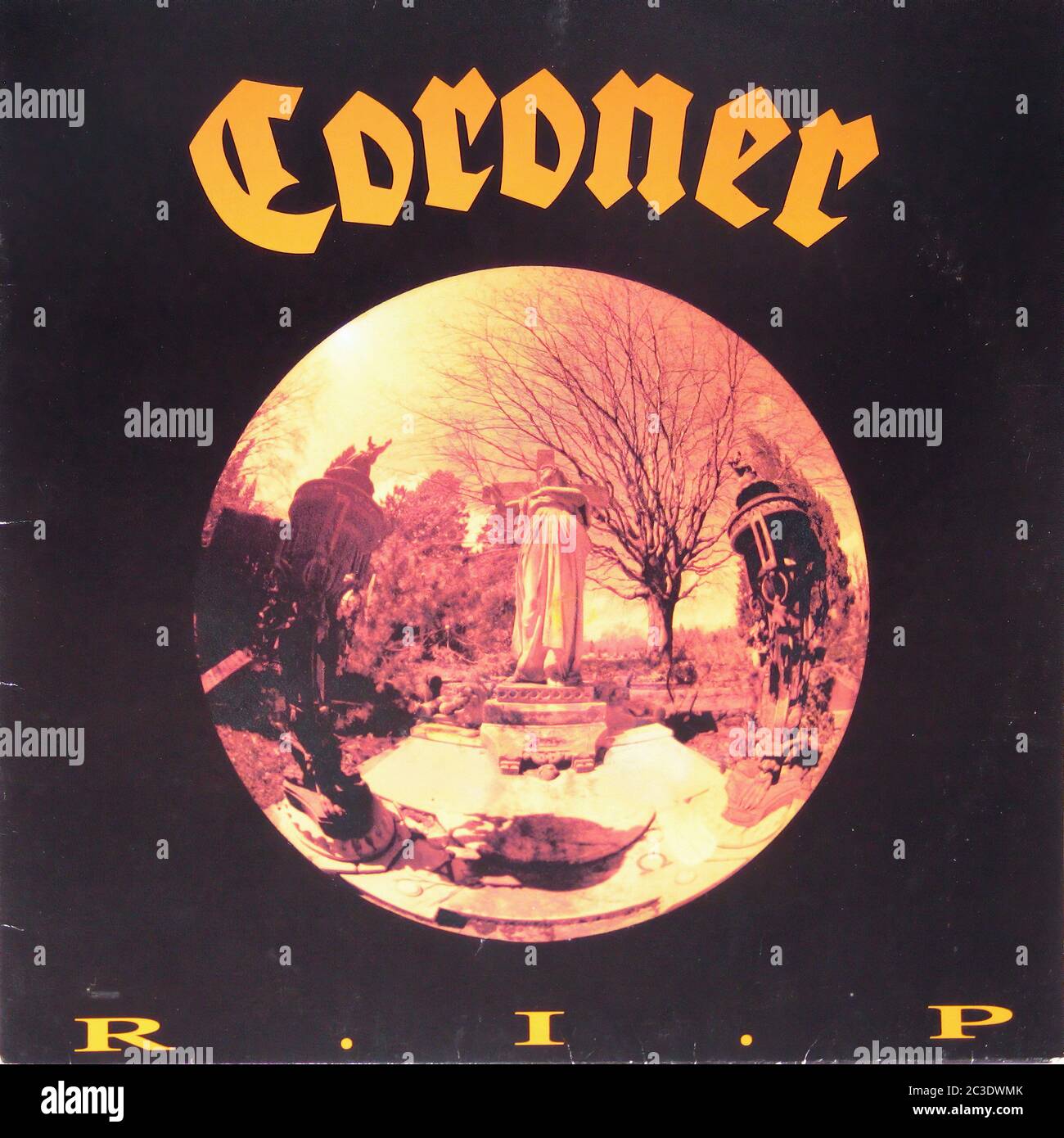 Coroner R.I.P RIP Swiss Thrash Metal  - Vintage 12'' vinyl LP 01 Cover Stock Photo