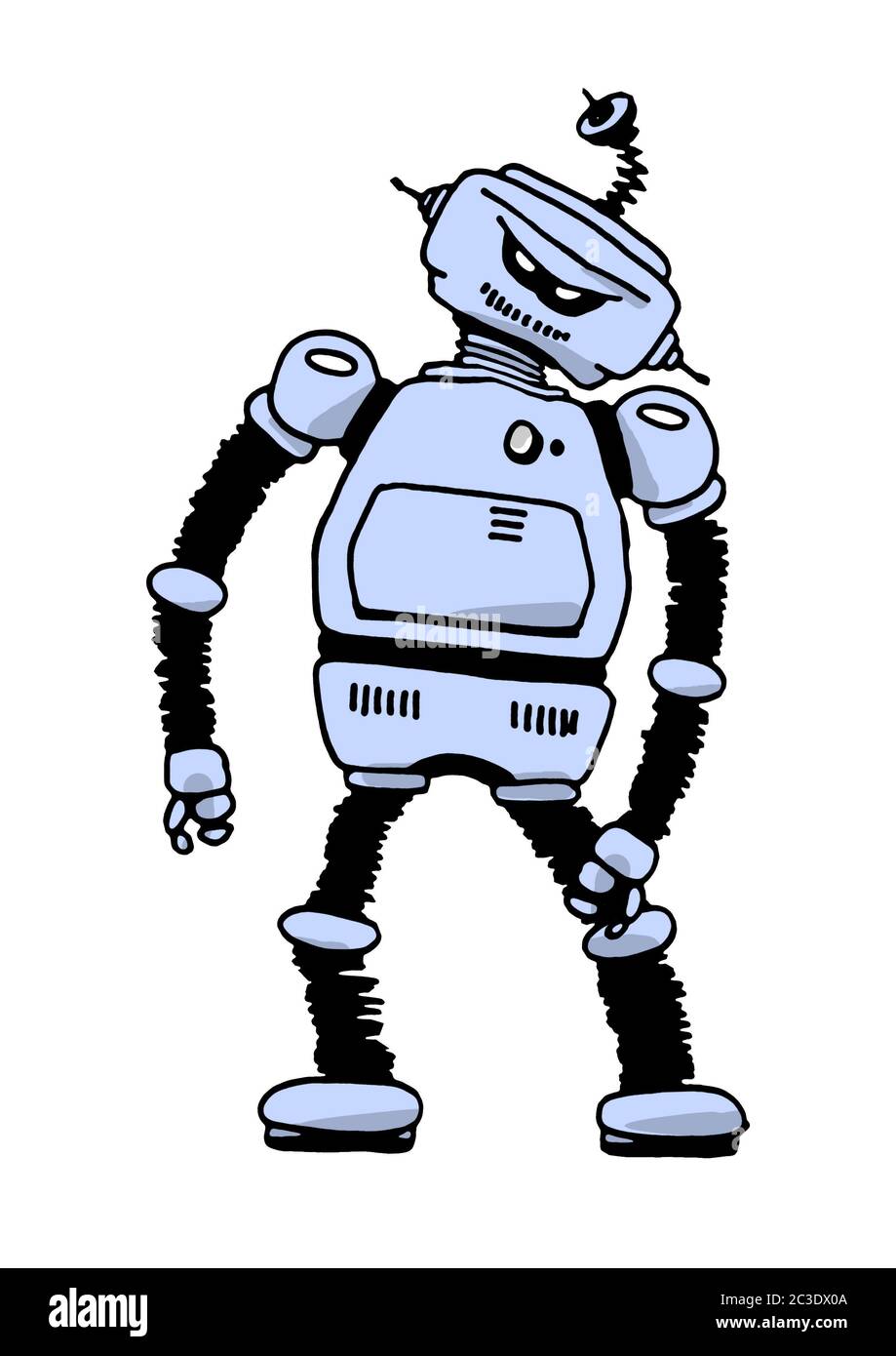 angry tin robot Stock Photo