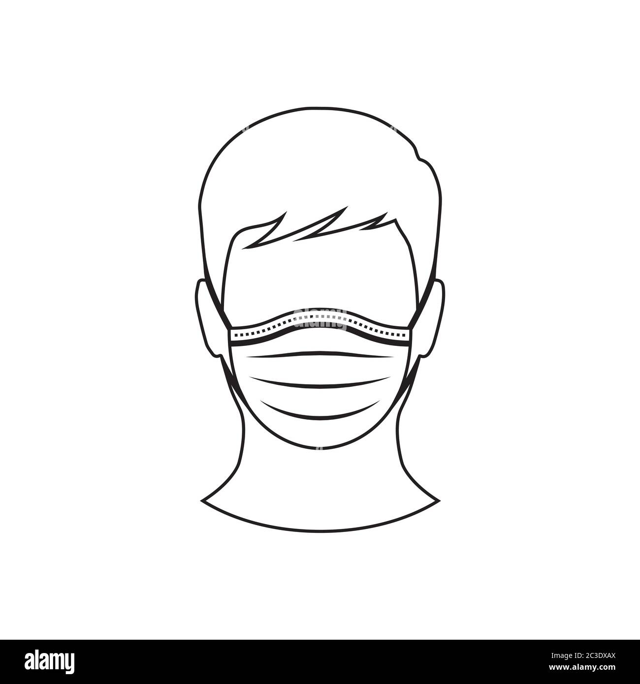 face using a medical mask line icon symbol design vector Stock Vector