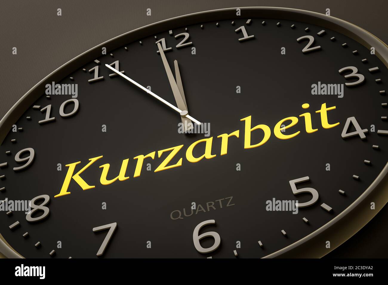 clock with text short-time work in german language Stock Photo