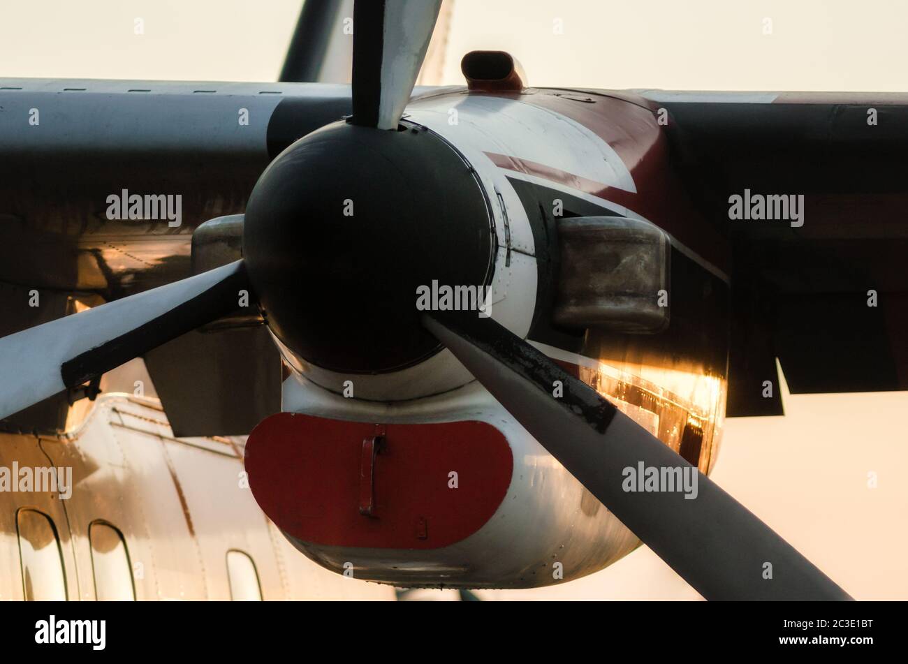 propeller blades of an old vintage airplane close up Stock Photo