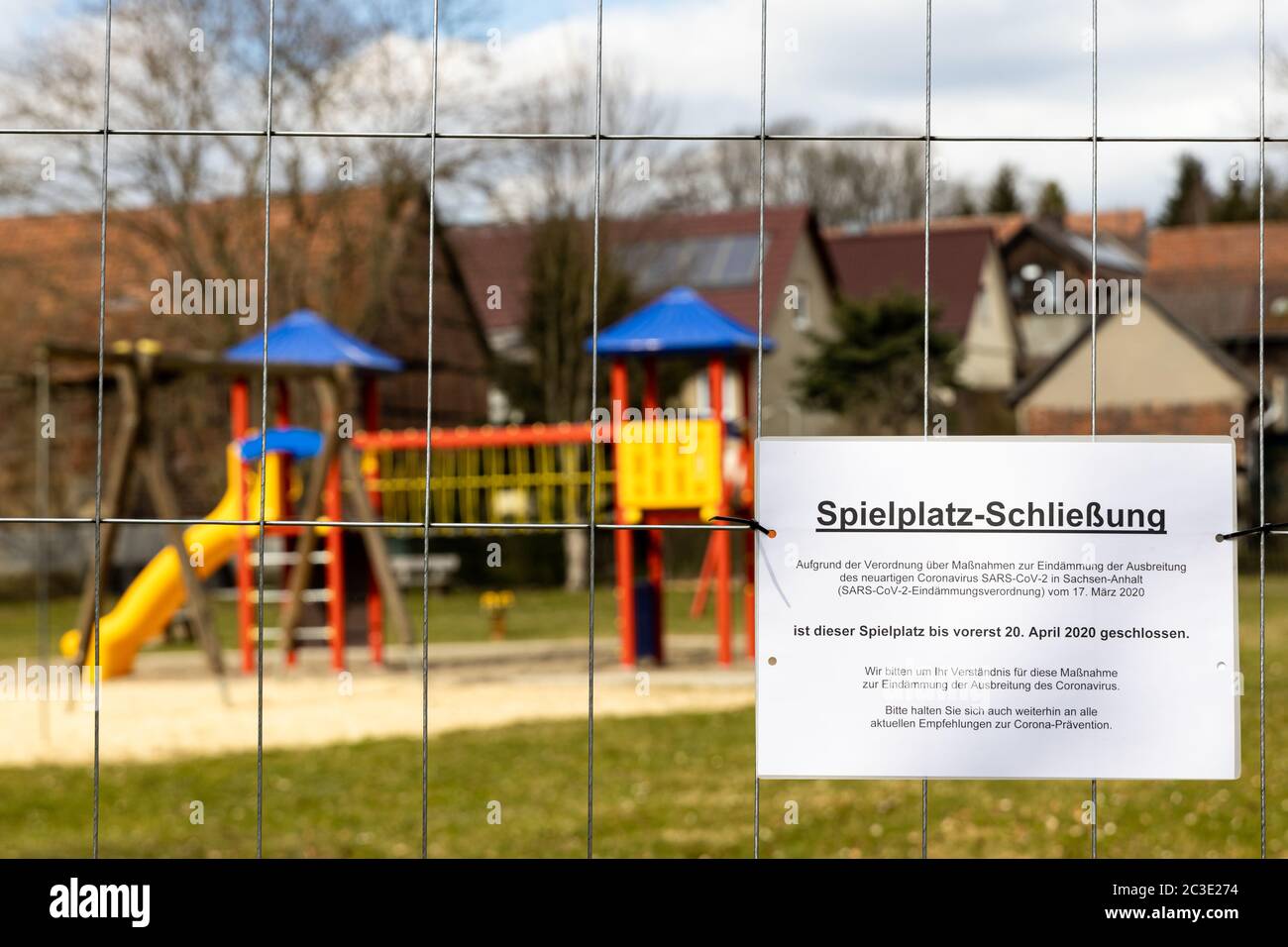 Closed playground to contain the Corona Virus Corona Kriese Germany Stock Photo