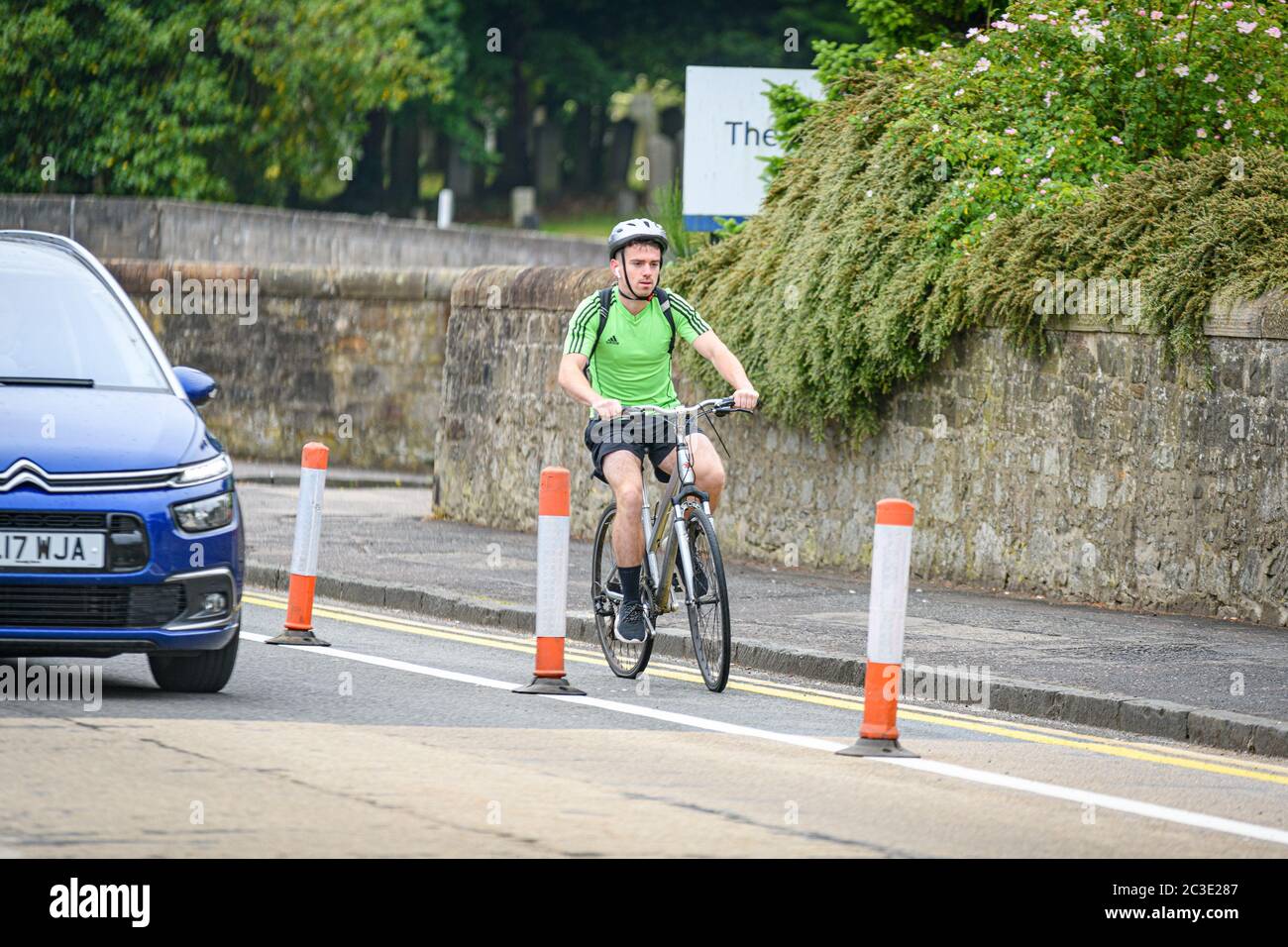 Fri 19 June 2020. Cyclists in Edinburgh, Scotland, using the newly