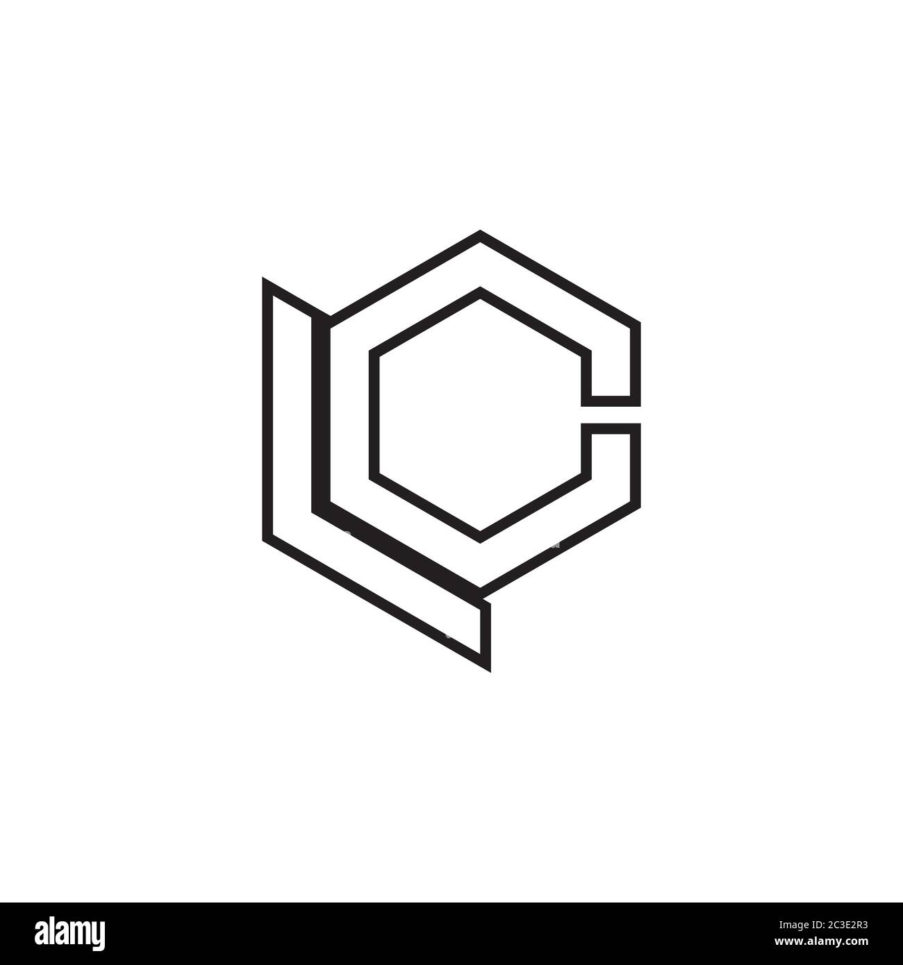 LC line letter hexagon icon design vector Stock Vector
