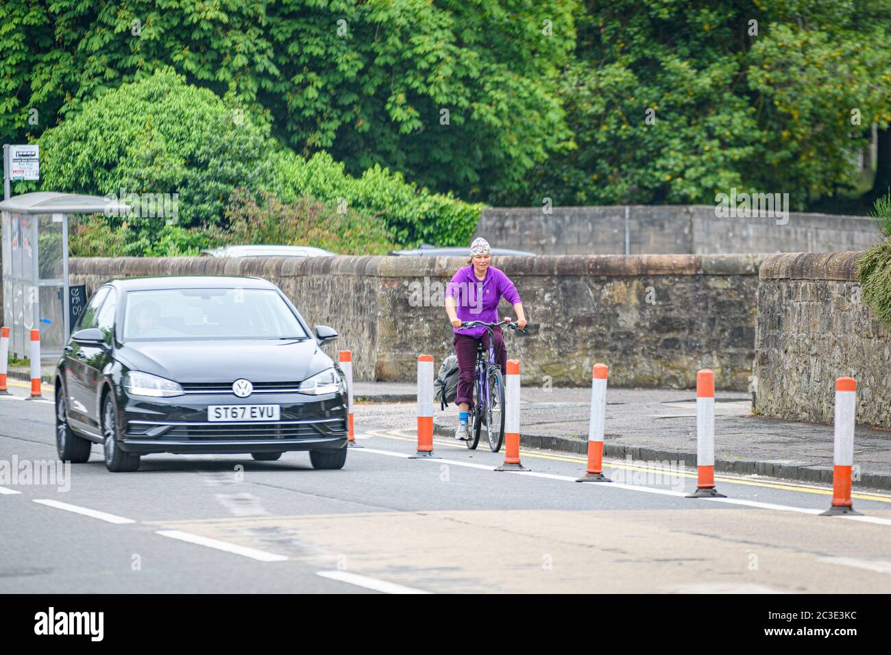 Fri 19 June 2020. Cyclists in Edinburgh, Scotland, using the newly