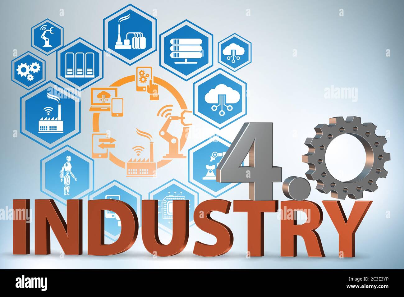 Industry 4.0 concept with various stages - 3d rendering Stock Photo - Alamy