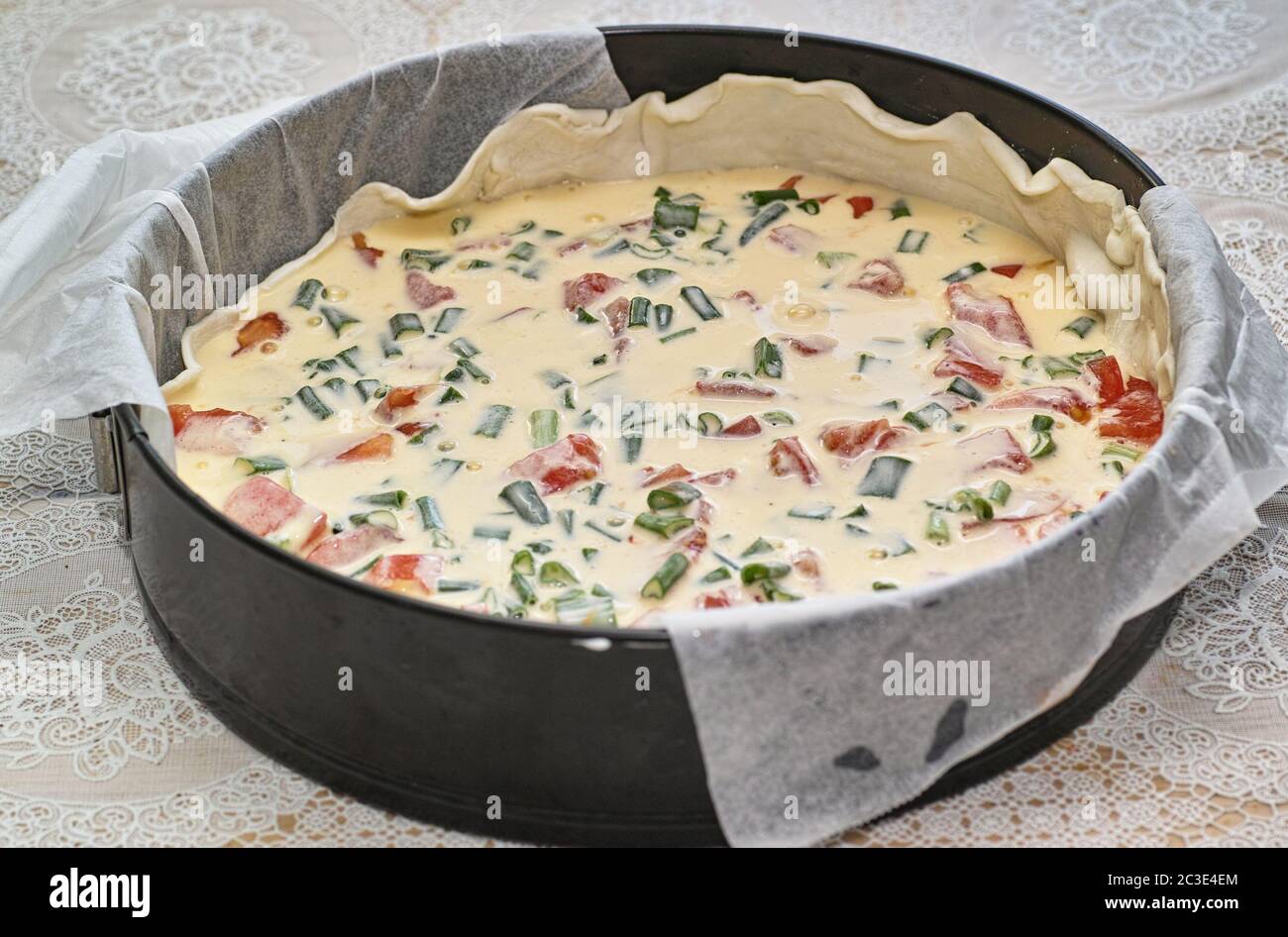 Tasty piece of tarta pastry on the Polish table in the Polish Kitchen. Stock Photo