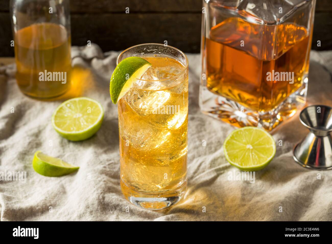 Boozy Whiskey Ginger Ale Cocktail with LIme Stock Photo - Alamy