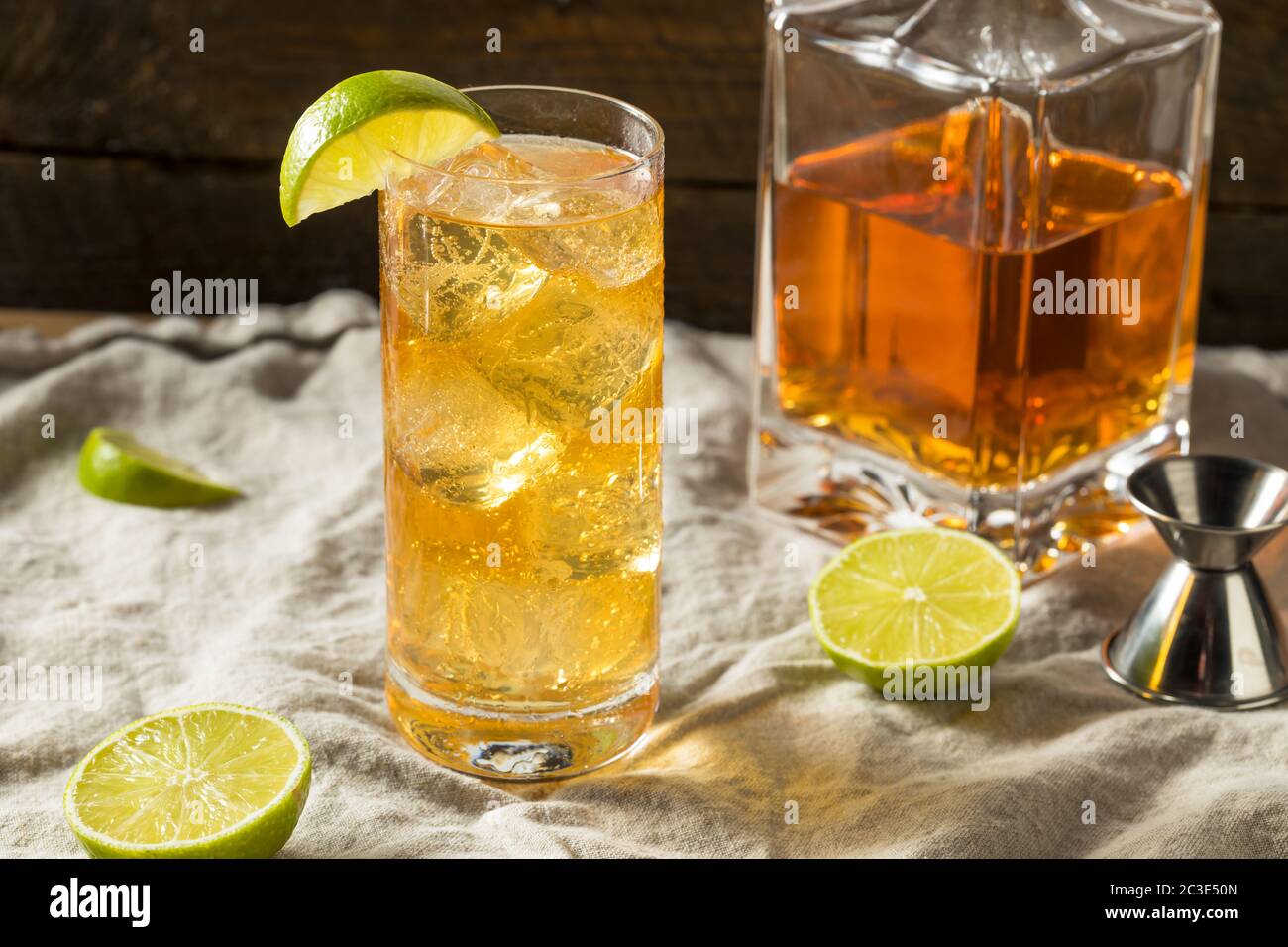 Boozy Whiskey Ginger Ale Cocktail with LIme Stock Photo Alamy