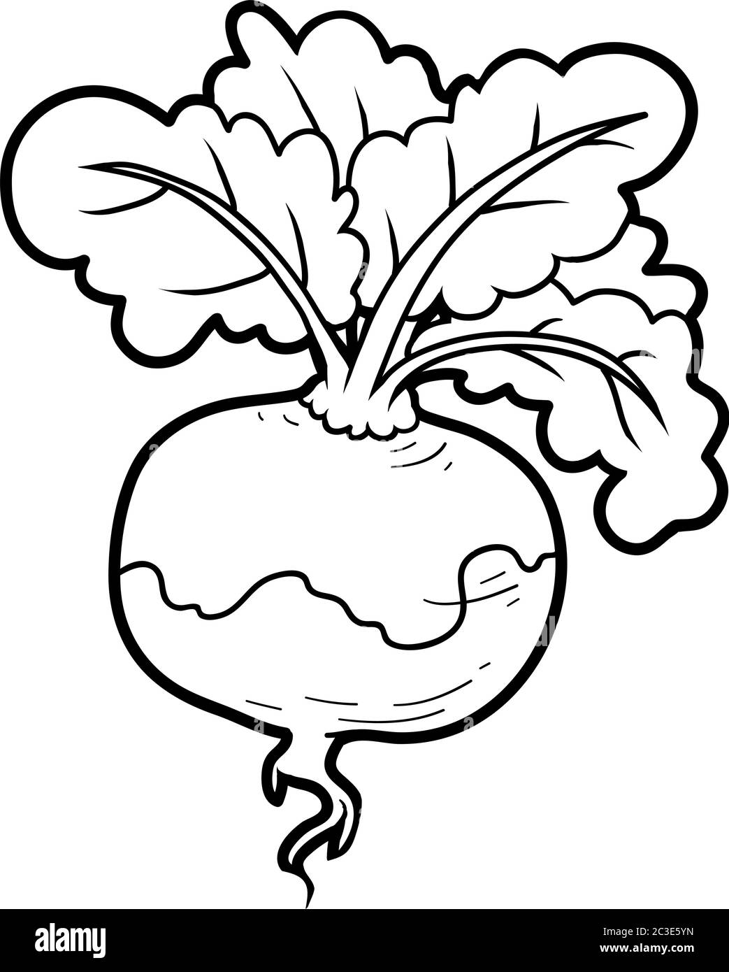 Coloring book for children, vegetables, Turnip Stock Vector