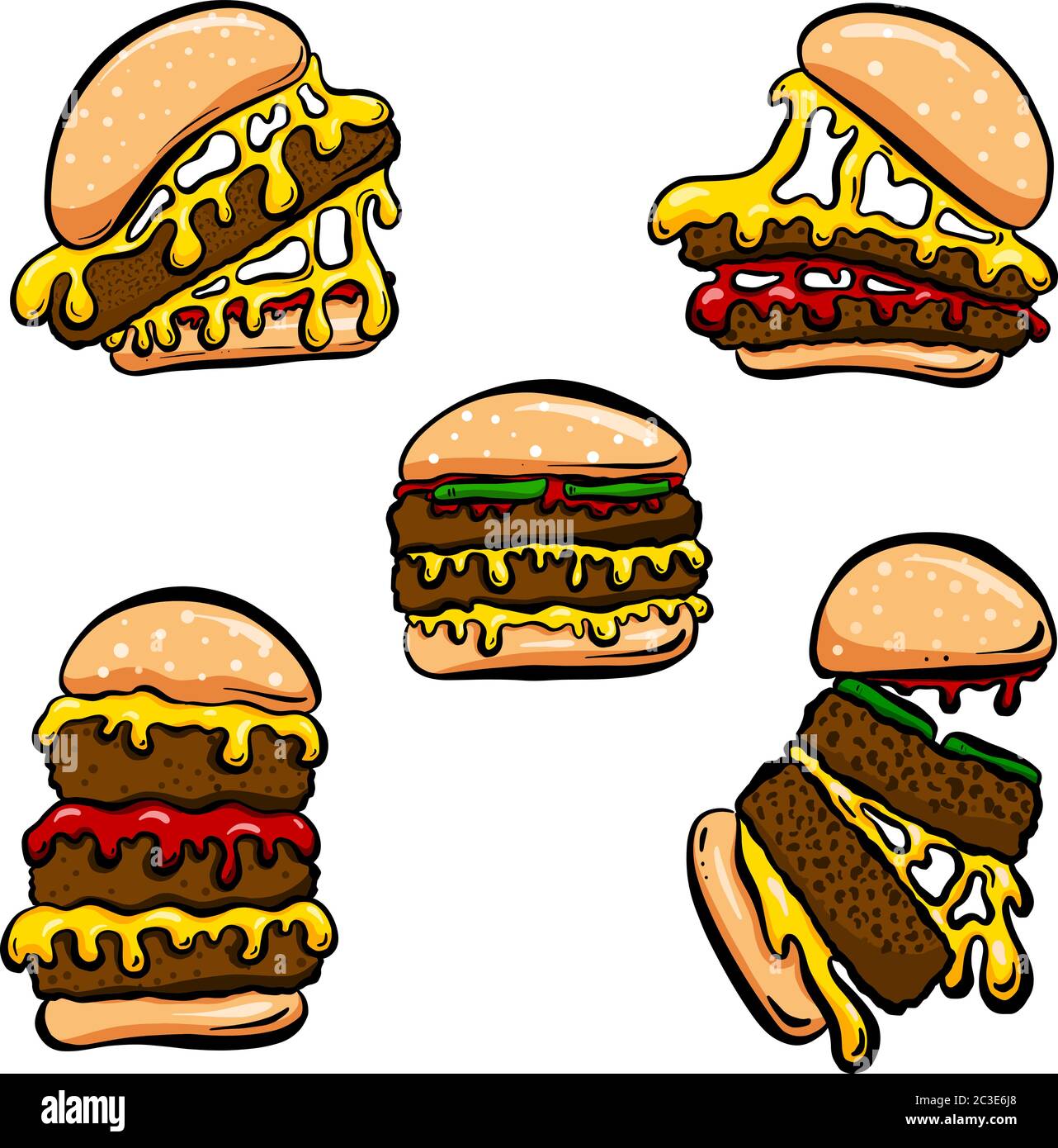 Cartoon Style Hamburger or Cheeseburger or Burger Logo Icons in Vector  Format Stock Vector Image & Art - Alamy