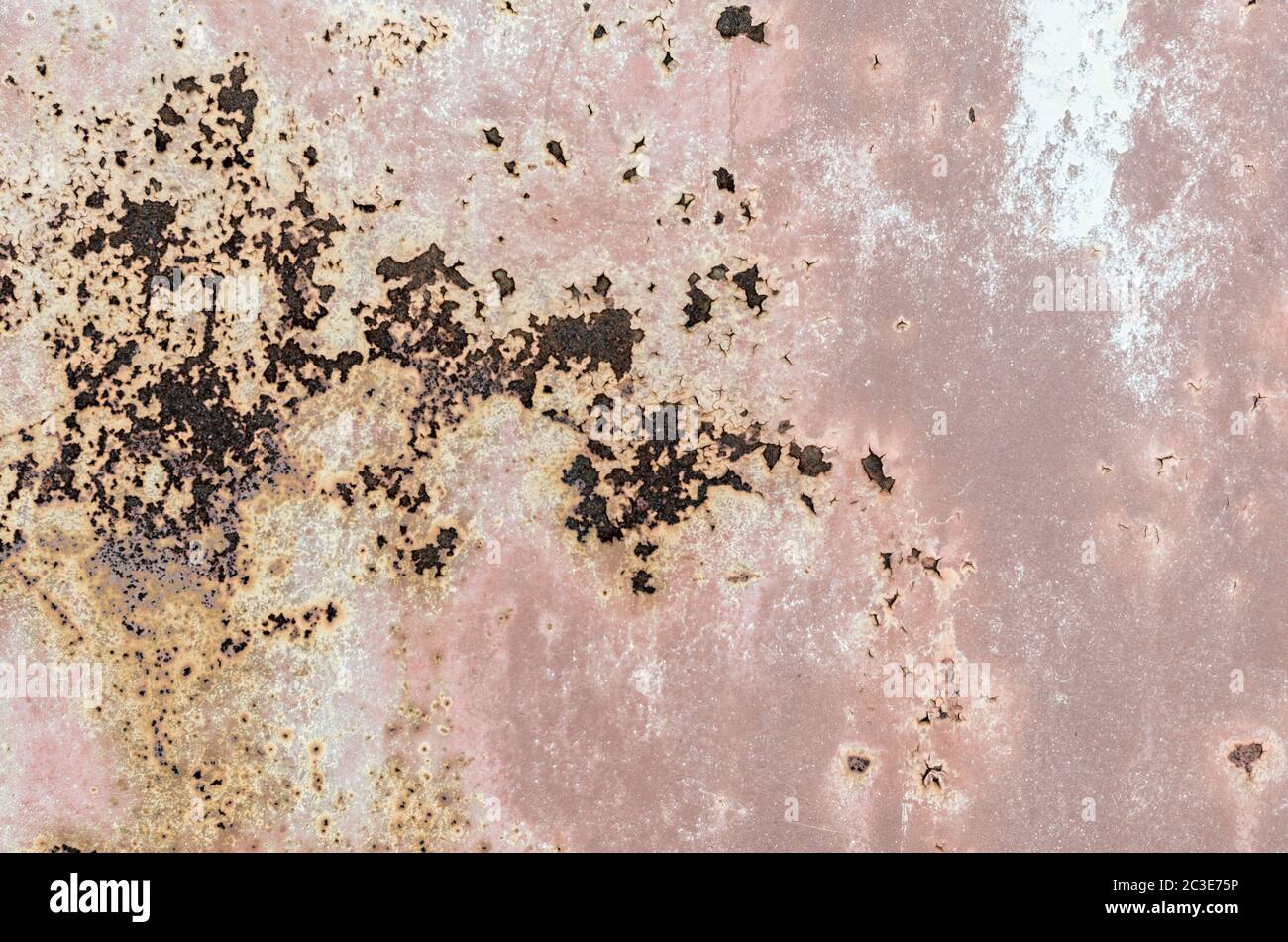 background texture pattern of old rusty iron wall with orange paint ...