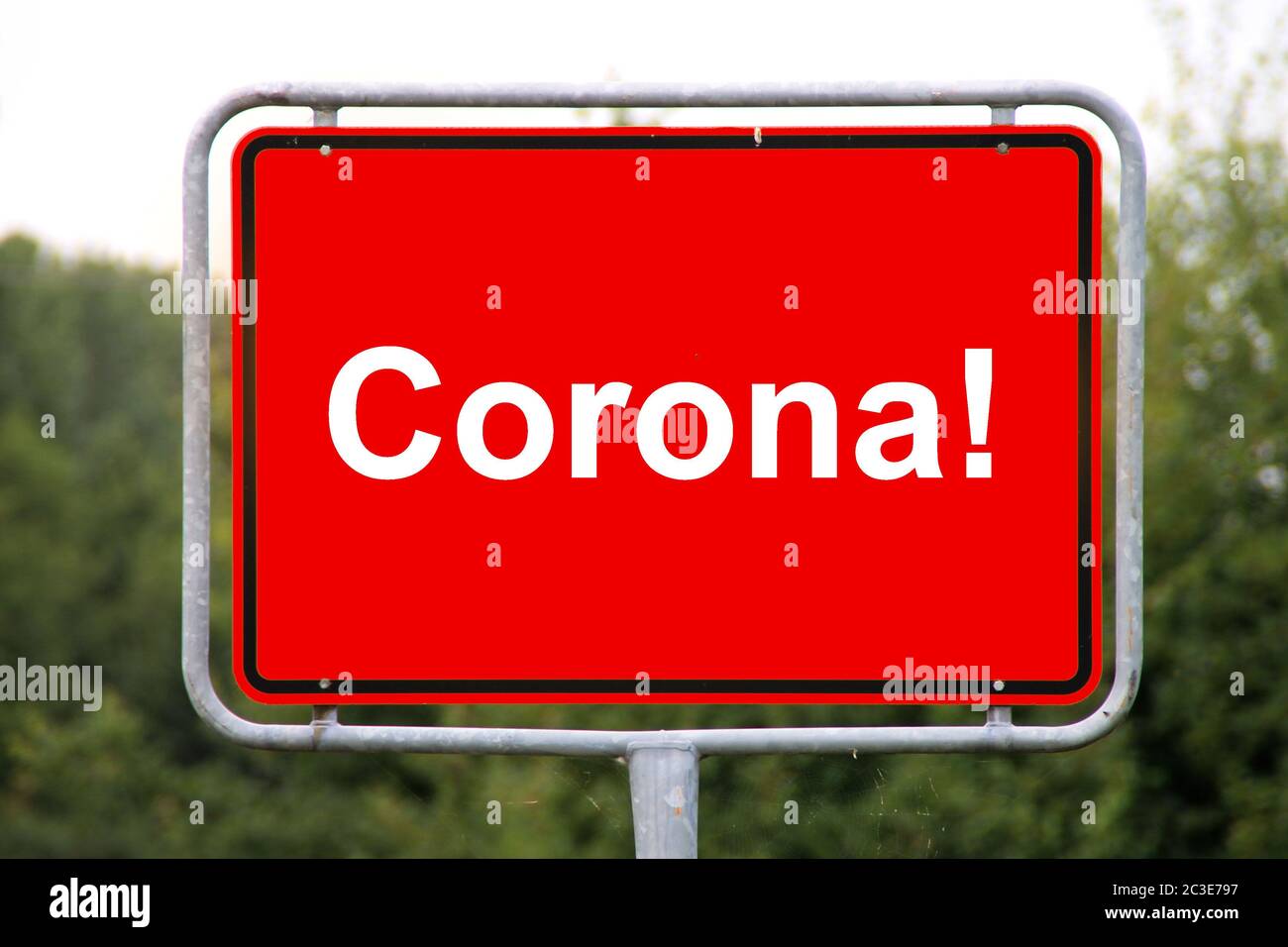 A corona sign Stock Photo