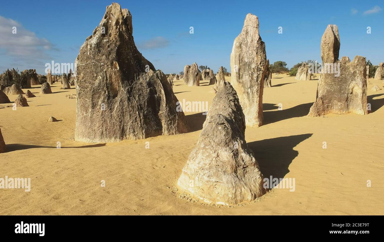 morning view of the pinnacles in western australia Stock Photo