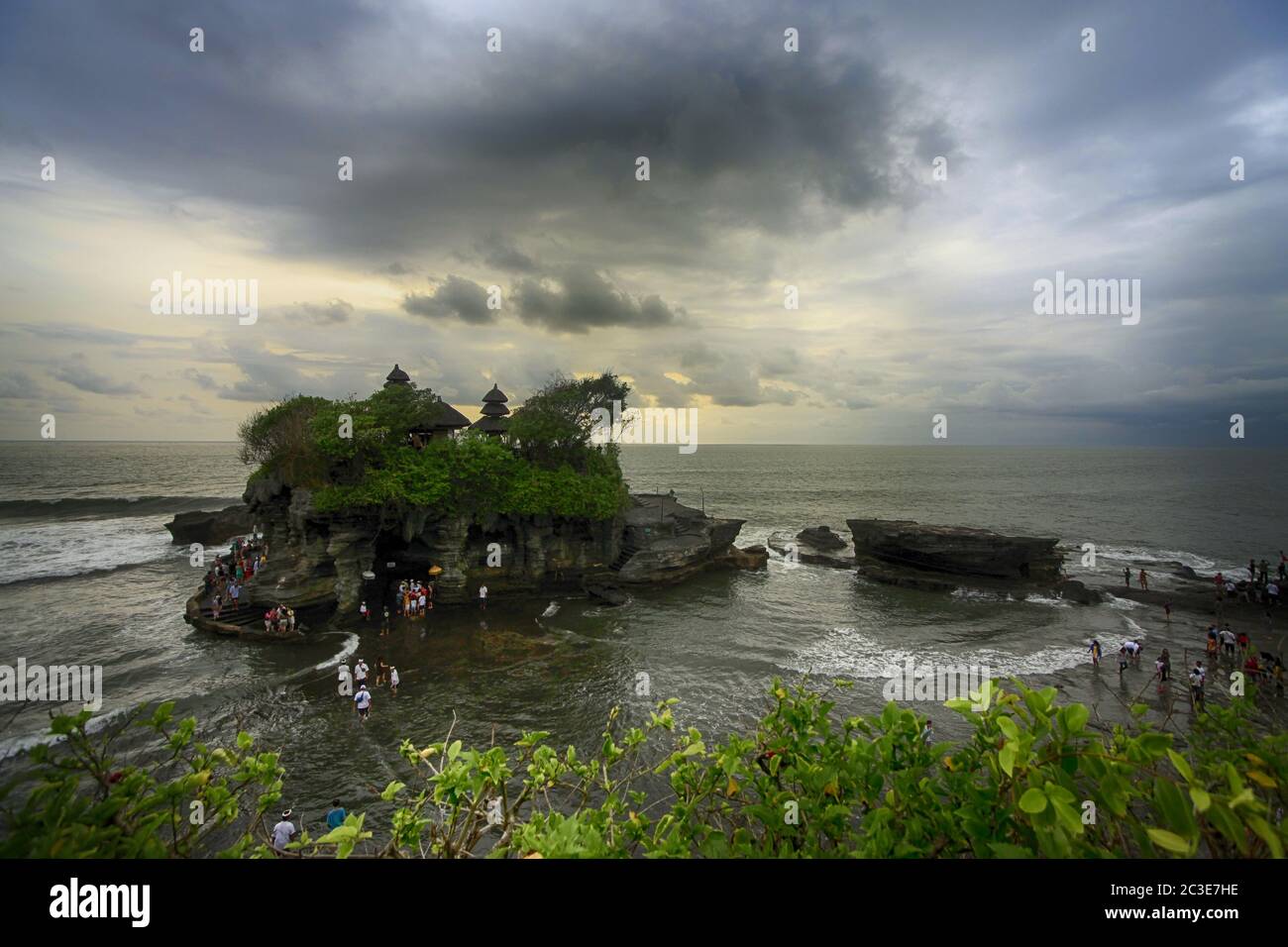 The Tanah Lot Temple, the most important hindu temple of Bali, Indonesia. Stock Photo