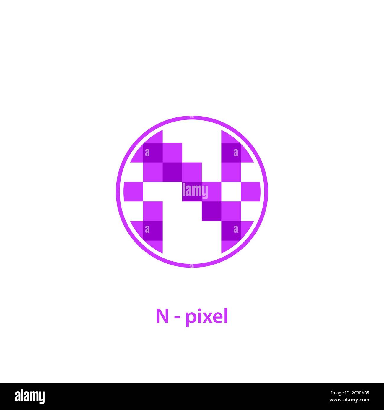 Initial letter N logo, pixel art design concept, isolated on white background. Stock Vector