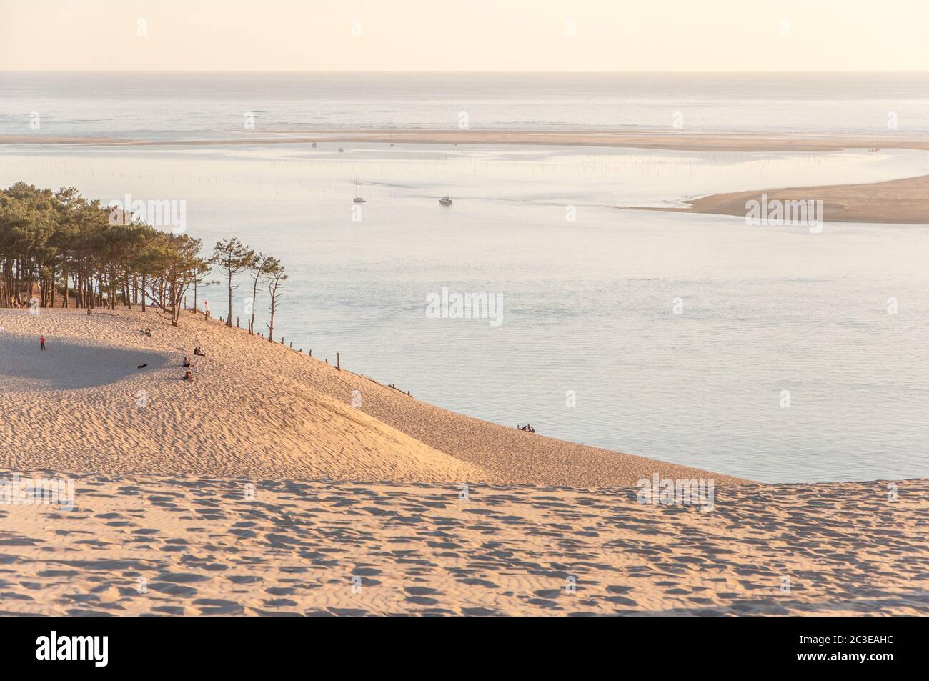 setting sun on the pillat dune in the Arcachon basin Stock Photo