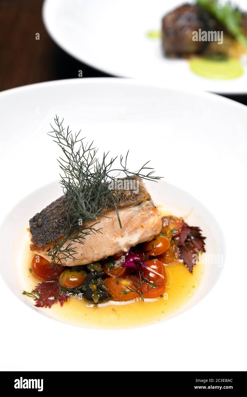 Grilled Salmon Stock Photo