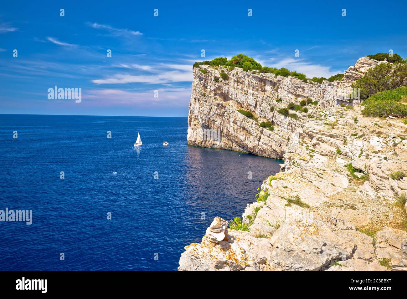 Kornati archipelago national park. Spectacular cliffs of Telascica bay above blue Adriatic sea Stock Photo
