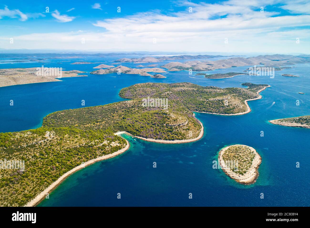 Kornati. Aerial panoramic view of famous Adriatic sea sailing destination Stock Photo