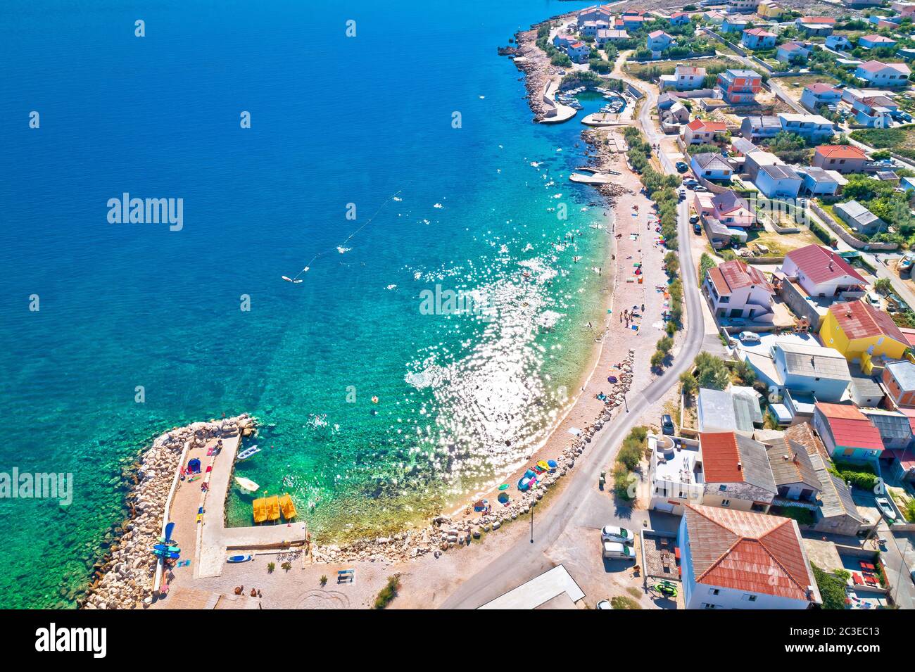 Razanac. Historic town of Razanac beach and waterfront aerial view Stock Photo