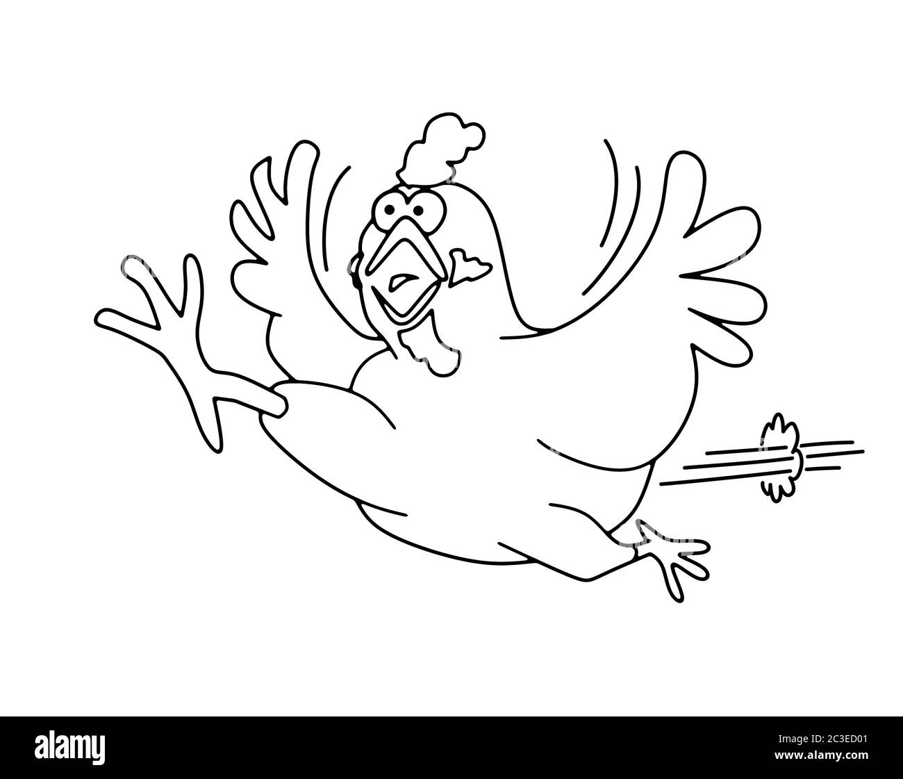 running chicken outline graphic for colouring books Stock Photo