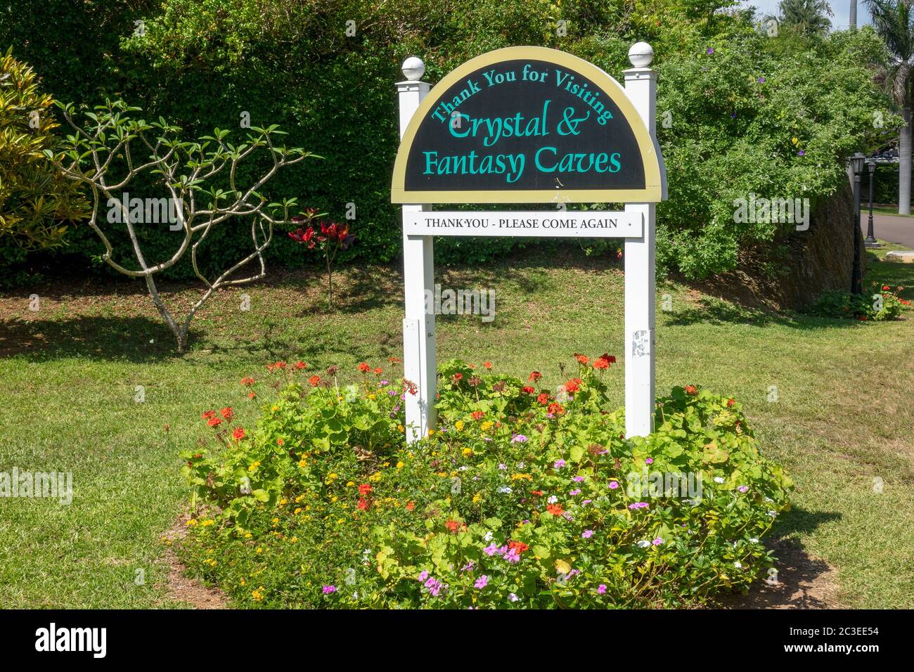 Sign At Crystal And Fantasy Caves In Hamilton Parish Bermuda Rated As A Top Tourist Attraction On The Island Stock Photo