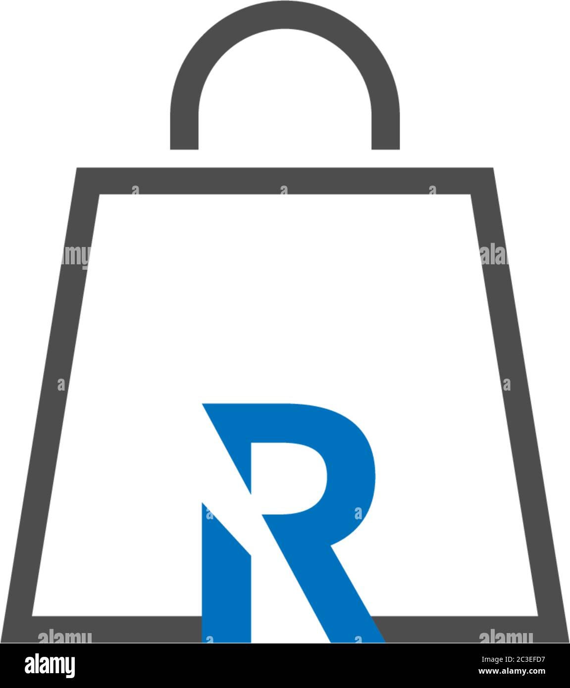 Letter R on shopping bag. Abstract shopping logo. Online shop logo ...