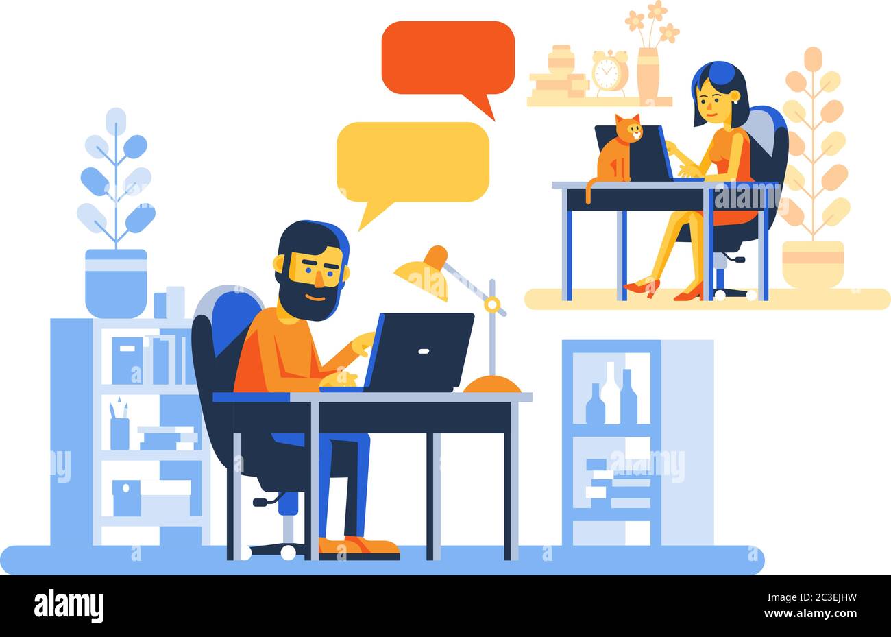 People with laptops chatting on the internet Stock Vector Image & Art ...