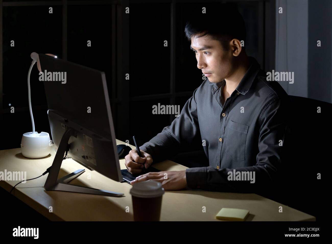 Working Late at night. Stock Photo