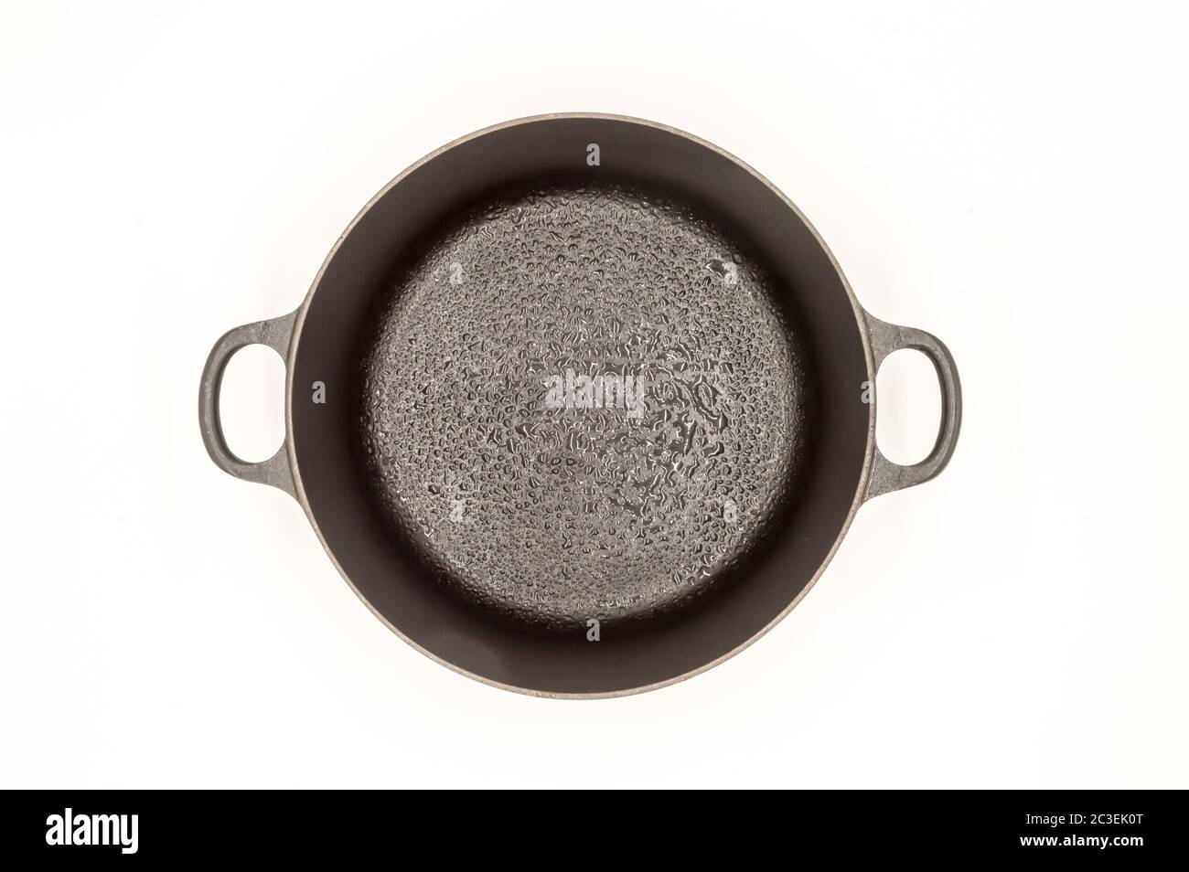 Cast iron pan with two handles top view Stock Photo Alamy