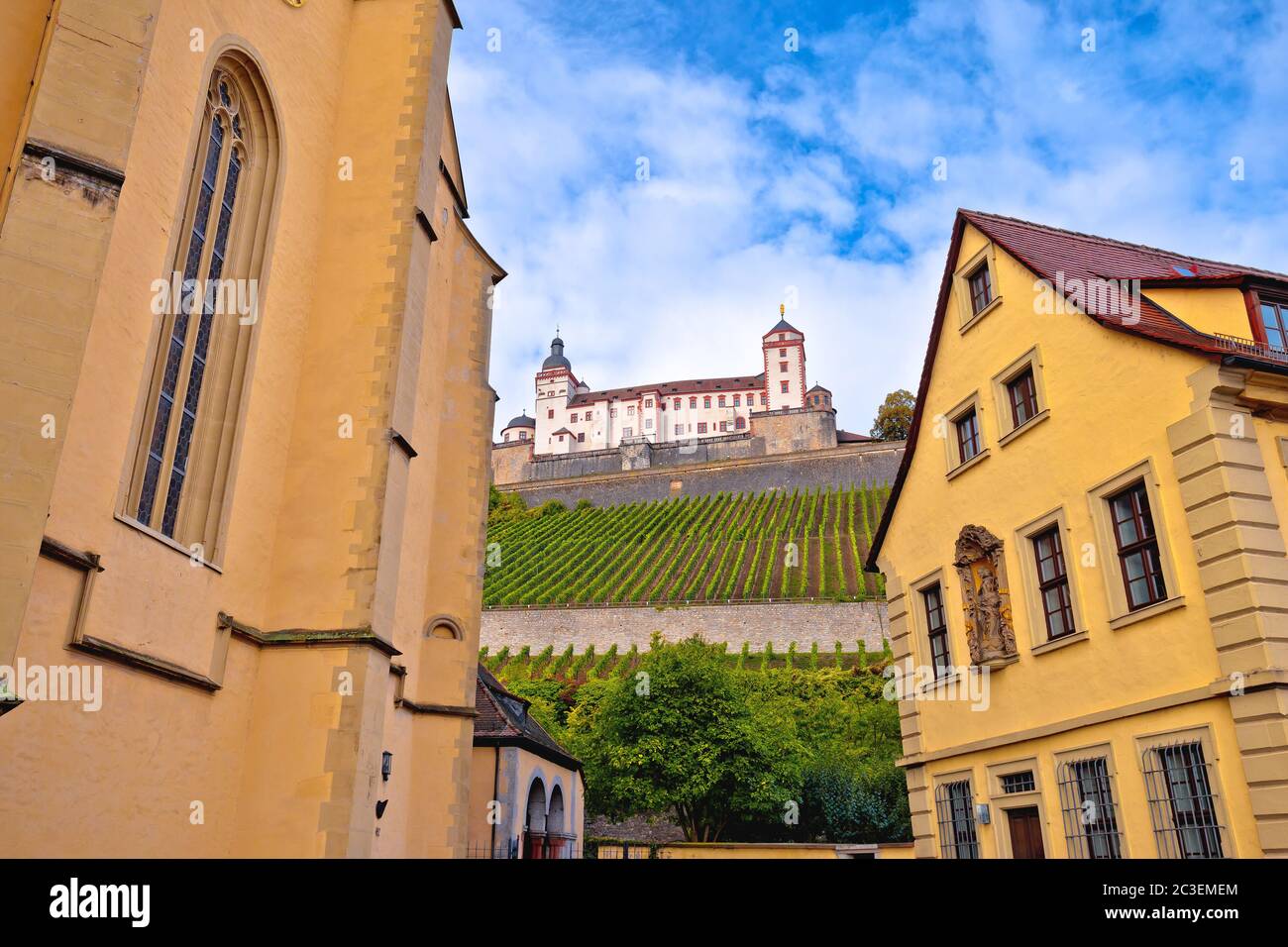 Wurzburg. Architecture and and scenic Wurzburg castle and vineyards in Wurzburg view Stock Photo