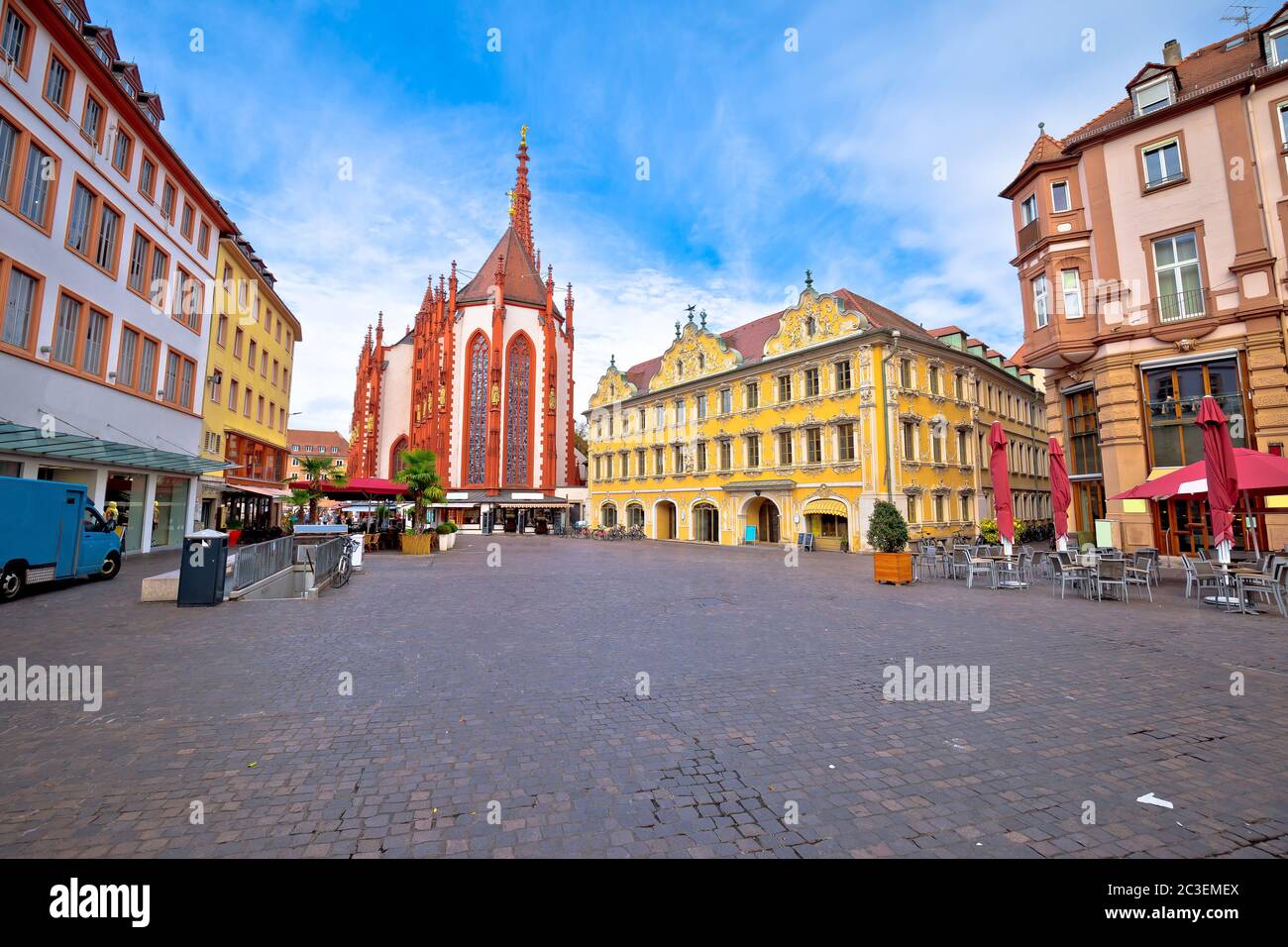 Old town of Wurzburg church and square architecture view Stock Photo