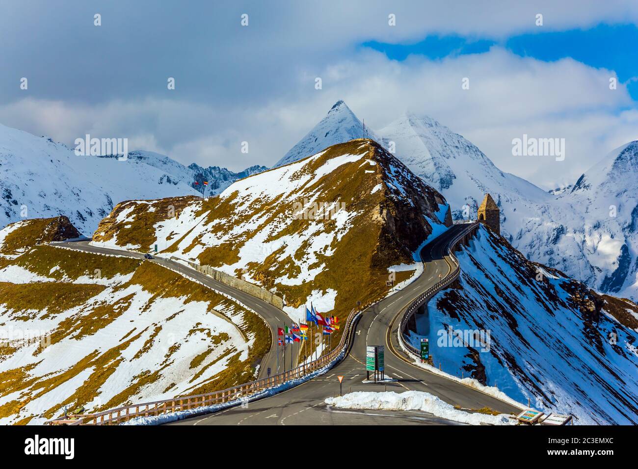 Mountain serpentine in cold day Stock Photo