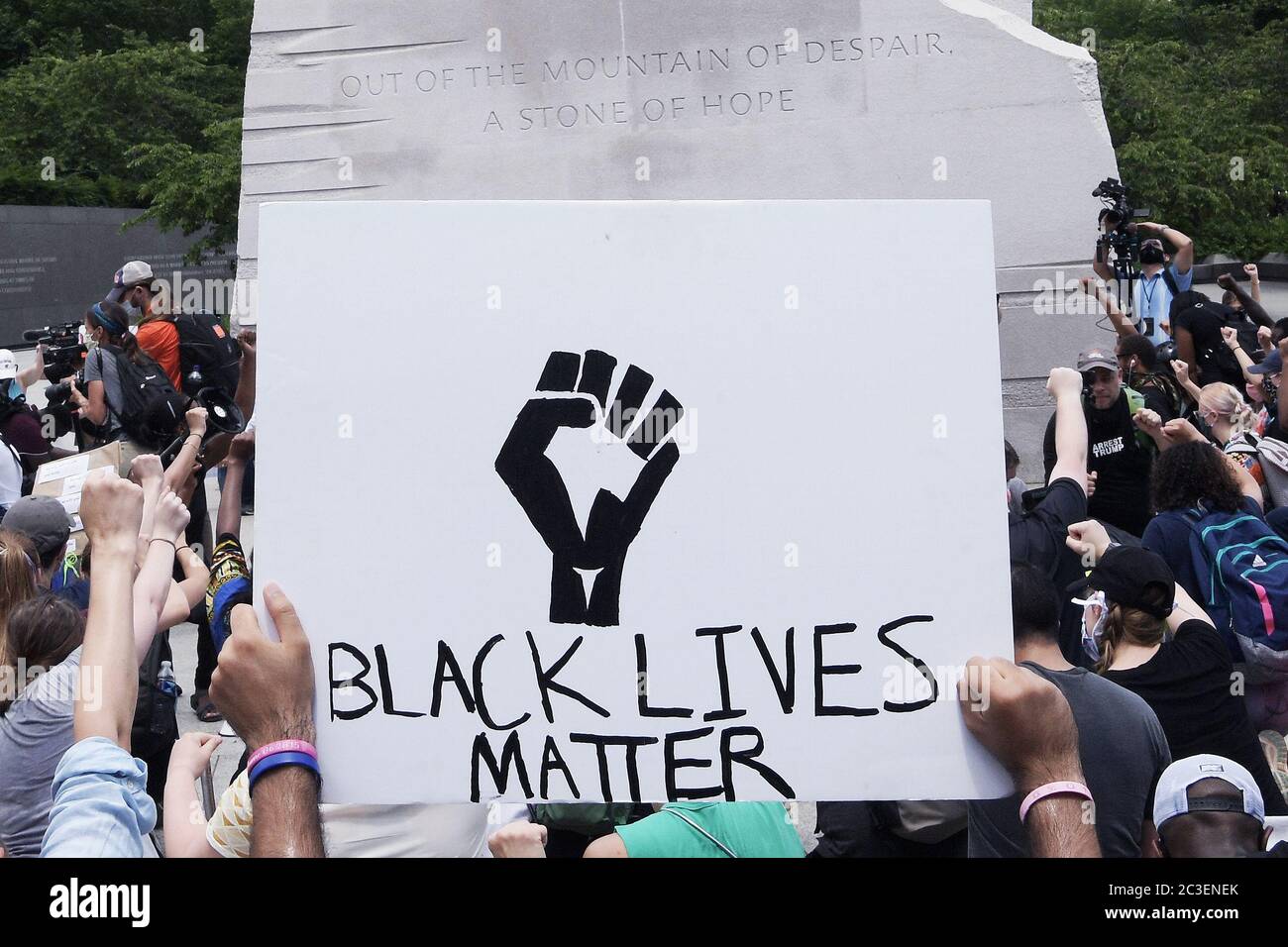 Washington, USA. 19th June, 2020. Protesters from Freedom Day MarchÕs movement march from The National Museum of African American History & Culture to Martin Luther King memorial and pay honor during a rally about Juneteenth 2020 today on June 19, 2020 in Washington DC, USA. (Photo by Lenin Nolly/Sipa USA) Credit: Sipa USA/Alamy Live News Stock Photo