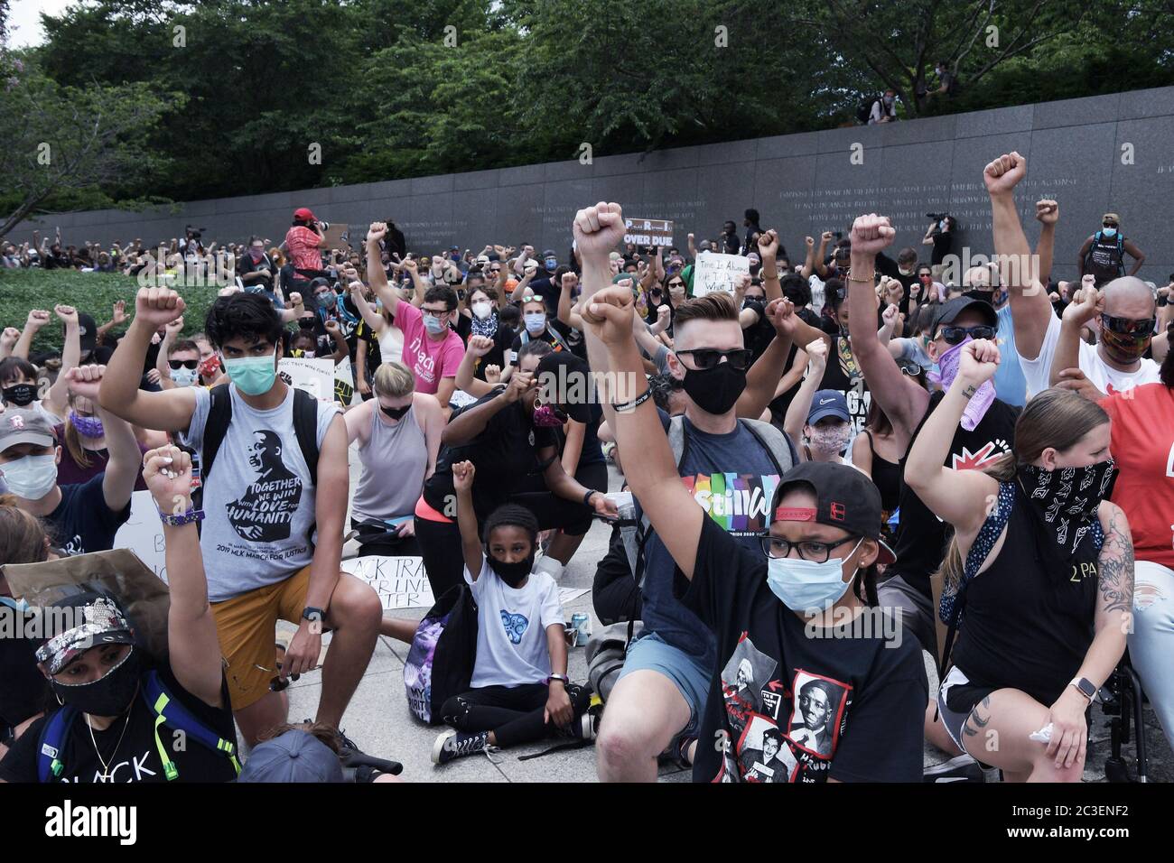 Washington, USA. 19th June, 2020. Protesters from Freedom Day MarchÕs movement march from The National Museum of African American History & Culture to Martin Luther King memorial and pay honor during a rally about Juneteenth 2020 today on June 19, 2020 in Washington DC, USA. (Photo by Lenin Nolly/Sipa USA) Credit: Sipa USA/Alamy Live News Stock Photo