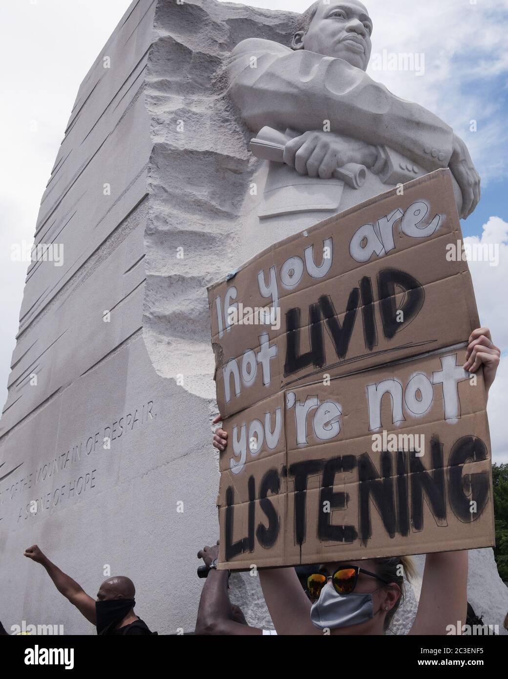 Washington, USA. 19th June, 2020. Protesters from Freedom Day MarchÕs movement march from The National Museum of African American History & Culture to Martin Luther King memorial and pay honor during a rally about Juneteenth 2020 today on June 19, 2020 in Washington DC, USA. (Photo by Lenin Nolly/Sipa USA) Credit: Sipa USA/Alamy Live News Stock Photo