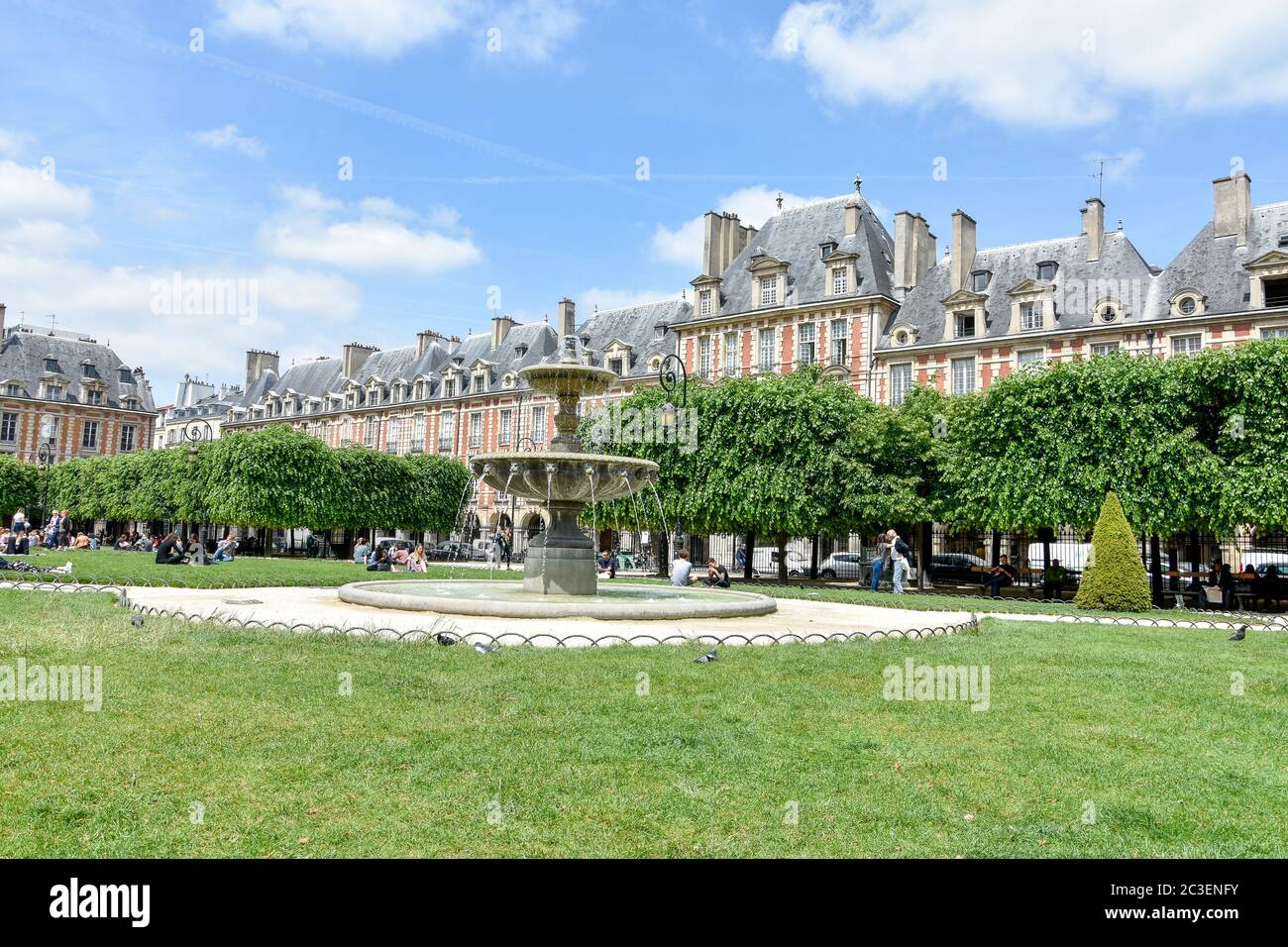 Place des Vosges.. visit of Paris and its monuments, capital of France in summer Stock Photo