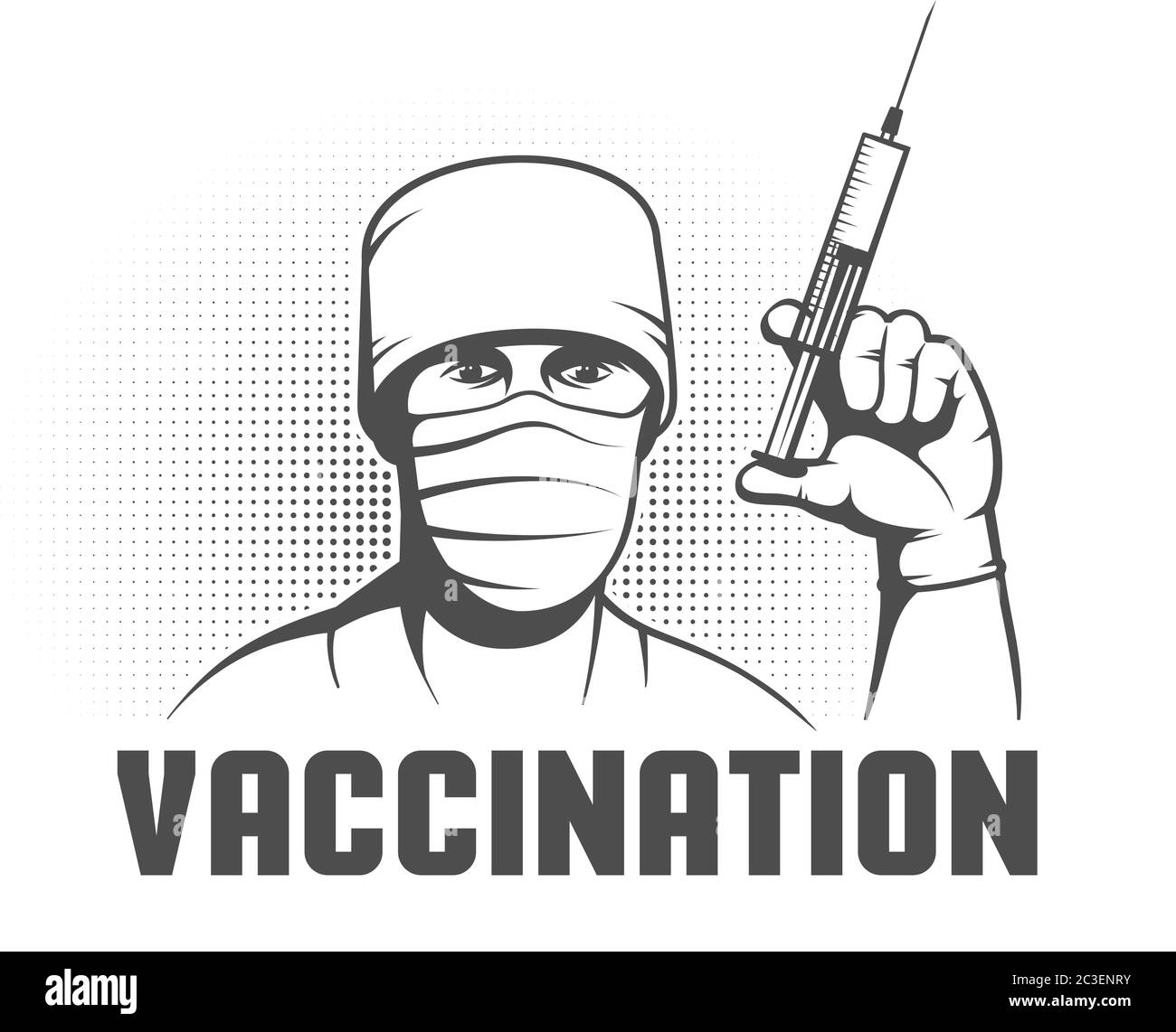 Doctor with syringe in hand Stock Vector