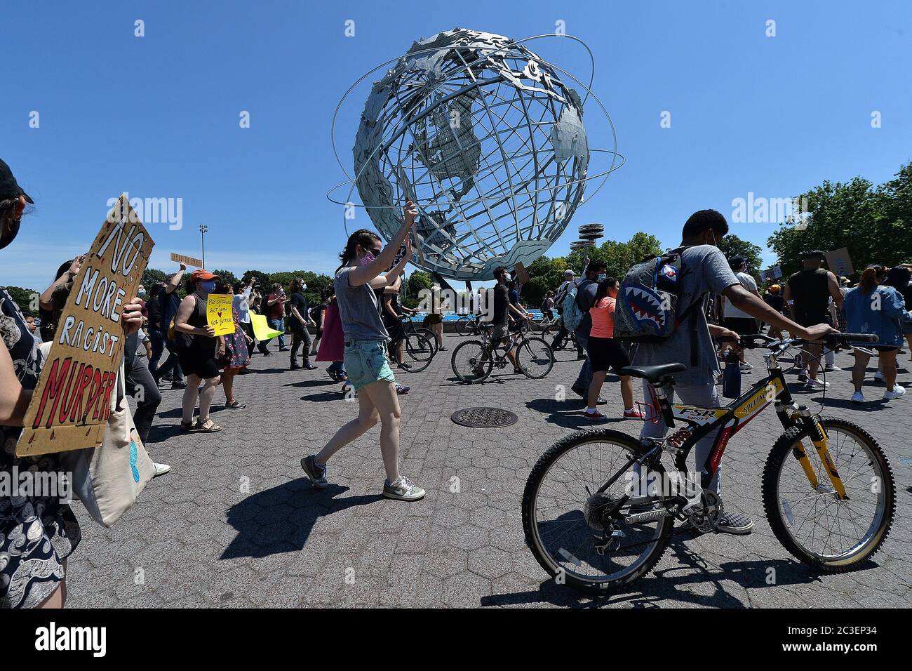 Marchers at Juneteenth celebration rally make their way to the Unisphere in Flushing Meadows-Corona Park in the borough of Queens, New York, June 19, 2020. Juneteenth is celebrated as a commemoration of the ending of slavery in the United States.   given on January 1, 1983, which was not enforced in Texas due to a lack of Union Troops Credit: Sipa USA/Alamy Live News Stock Photo