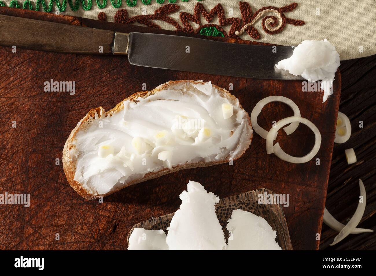 Crispy bread and homemade lard Stock Photo Alamy